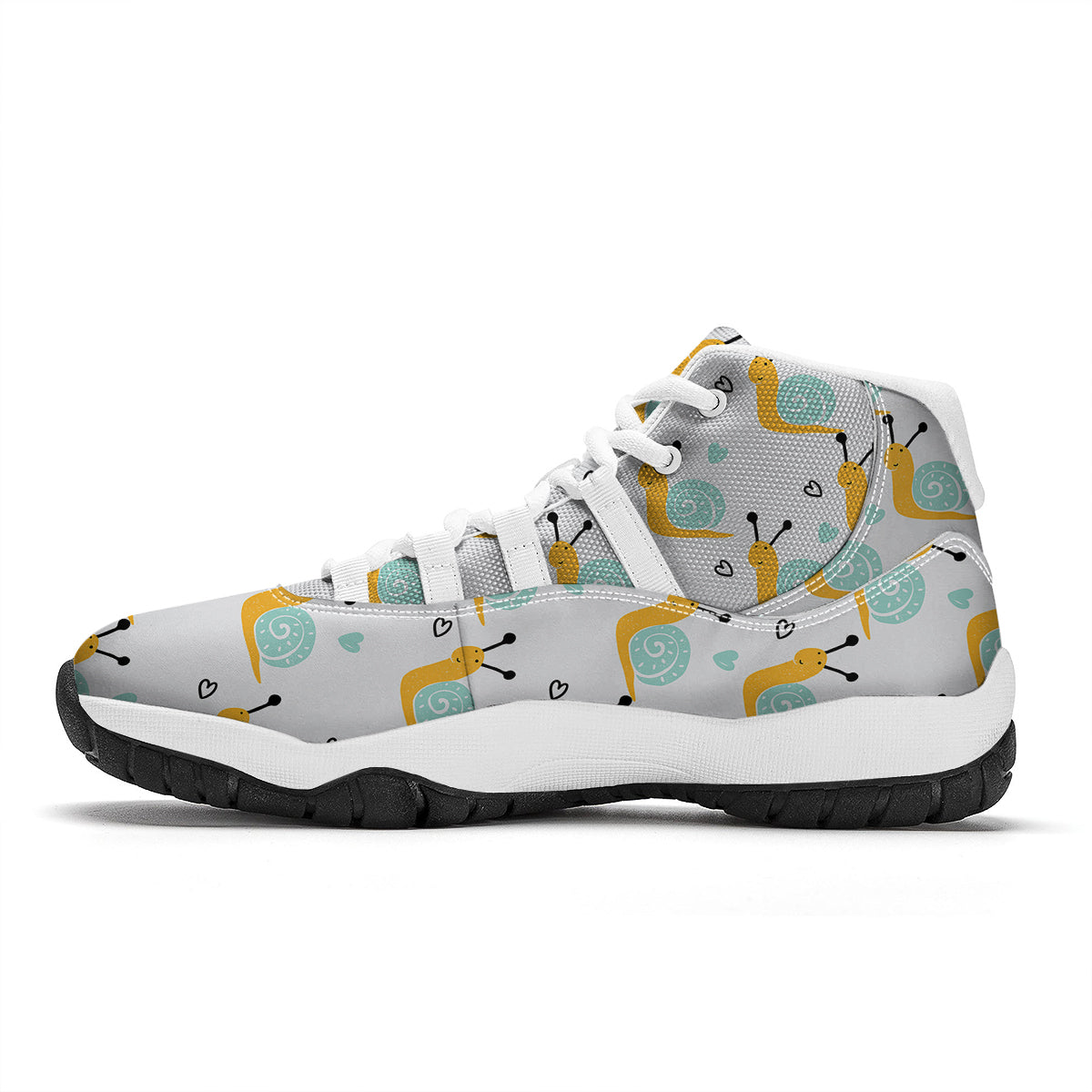 Pattern Print Snail White Bball Shoes-grizzshop