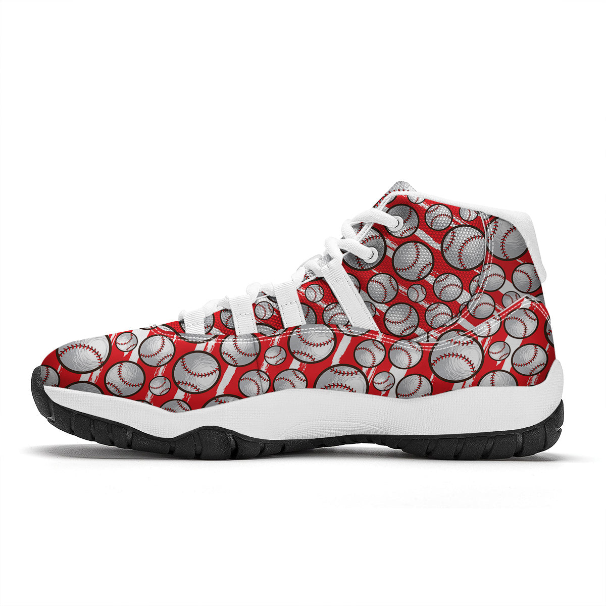 Pattern Print Softball White Bball Shoes-grizzshop