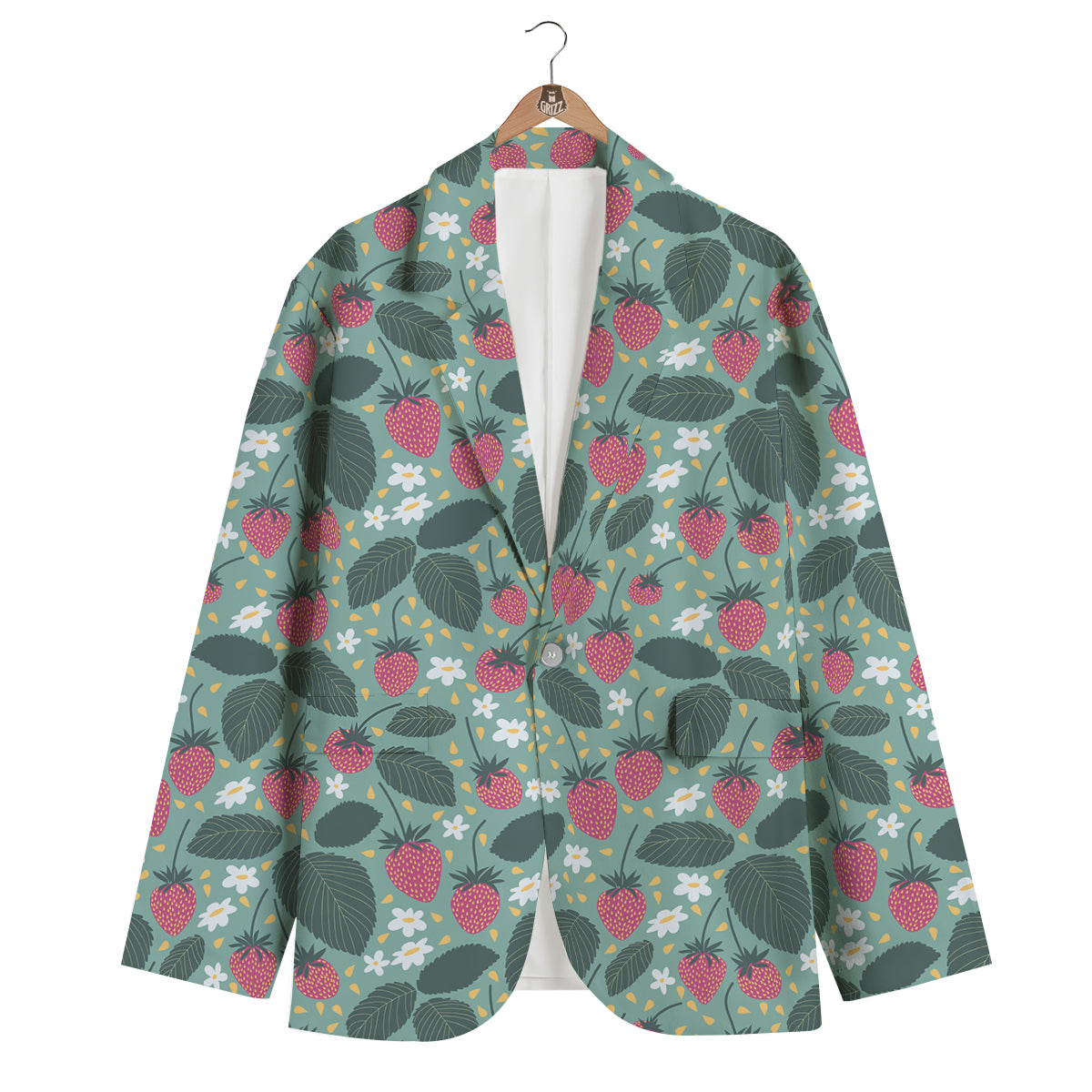 Pattern Print Strawberry Men's Blazer-grizzshop