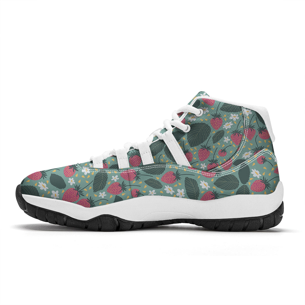 Pattern Print Strawberry White Bball Shoes-grizzshop
