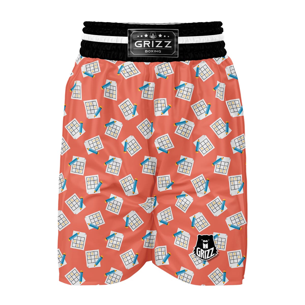 Pattern Print Sudoku Boxing Shorts-grizzshop