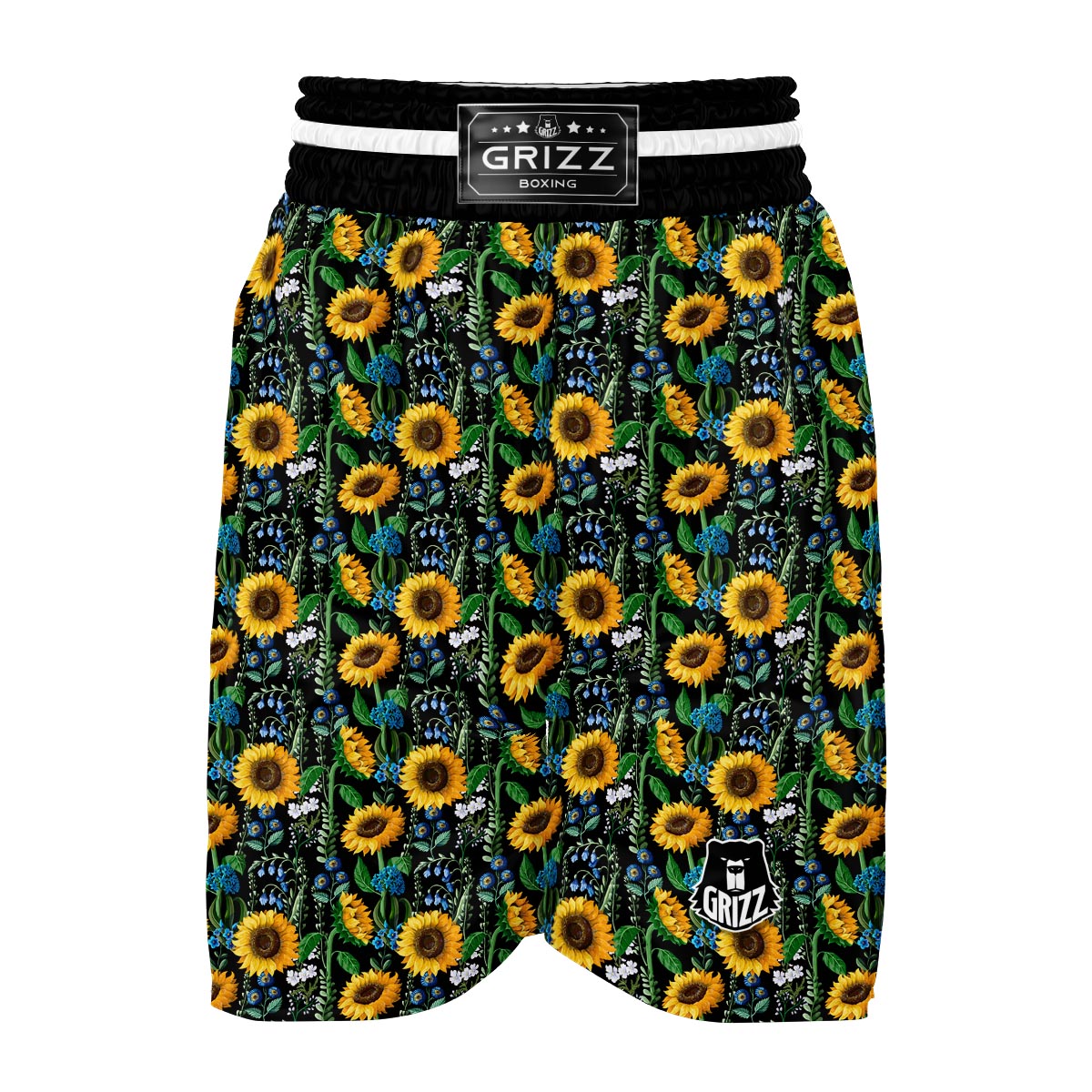 Pattern Print Sunflower Cartoon Boxing Shorts-grizzshop