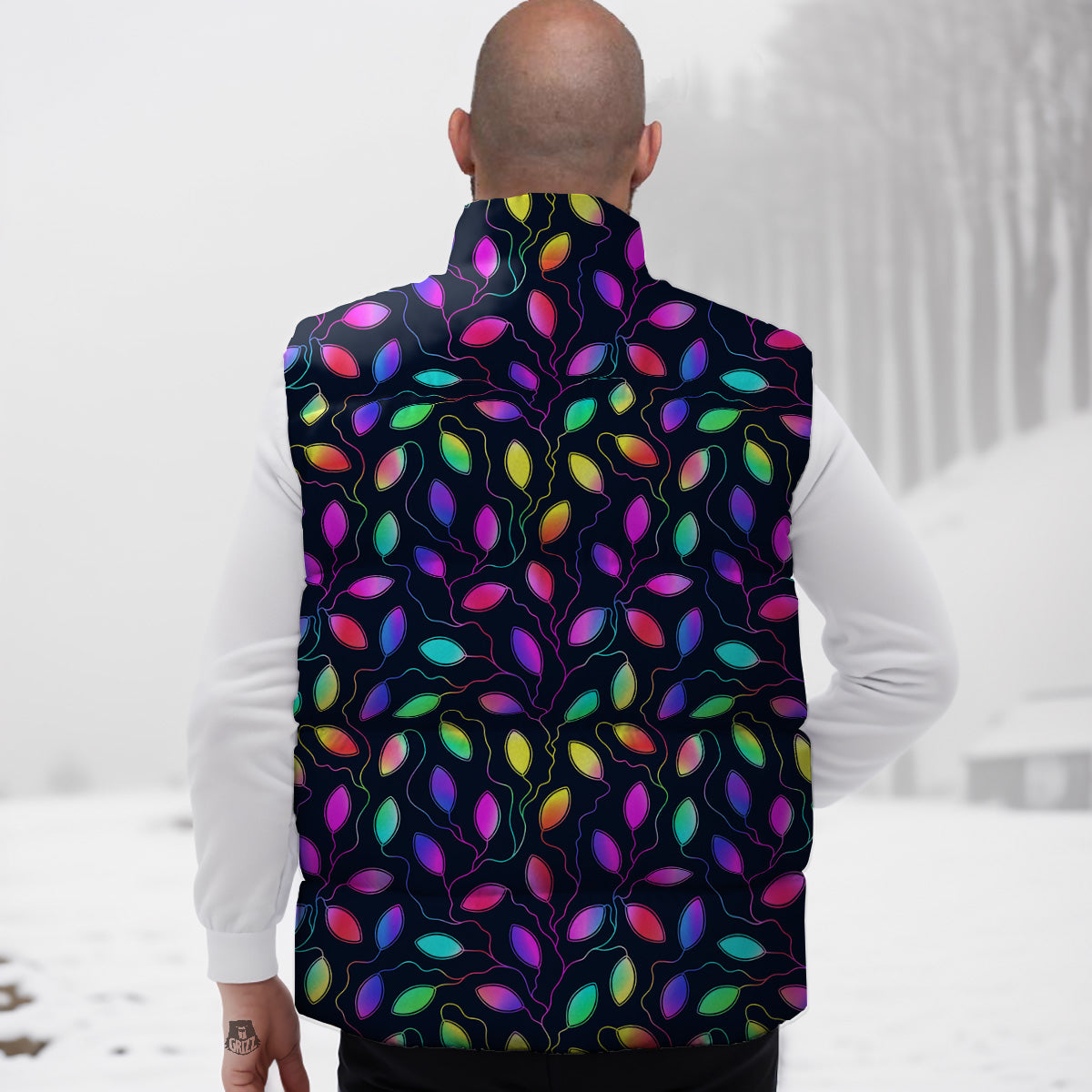 Pattern Print Sushi Down Vest-grizzshop