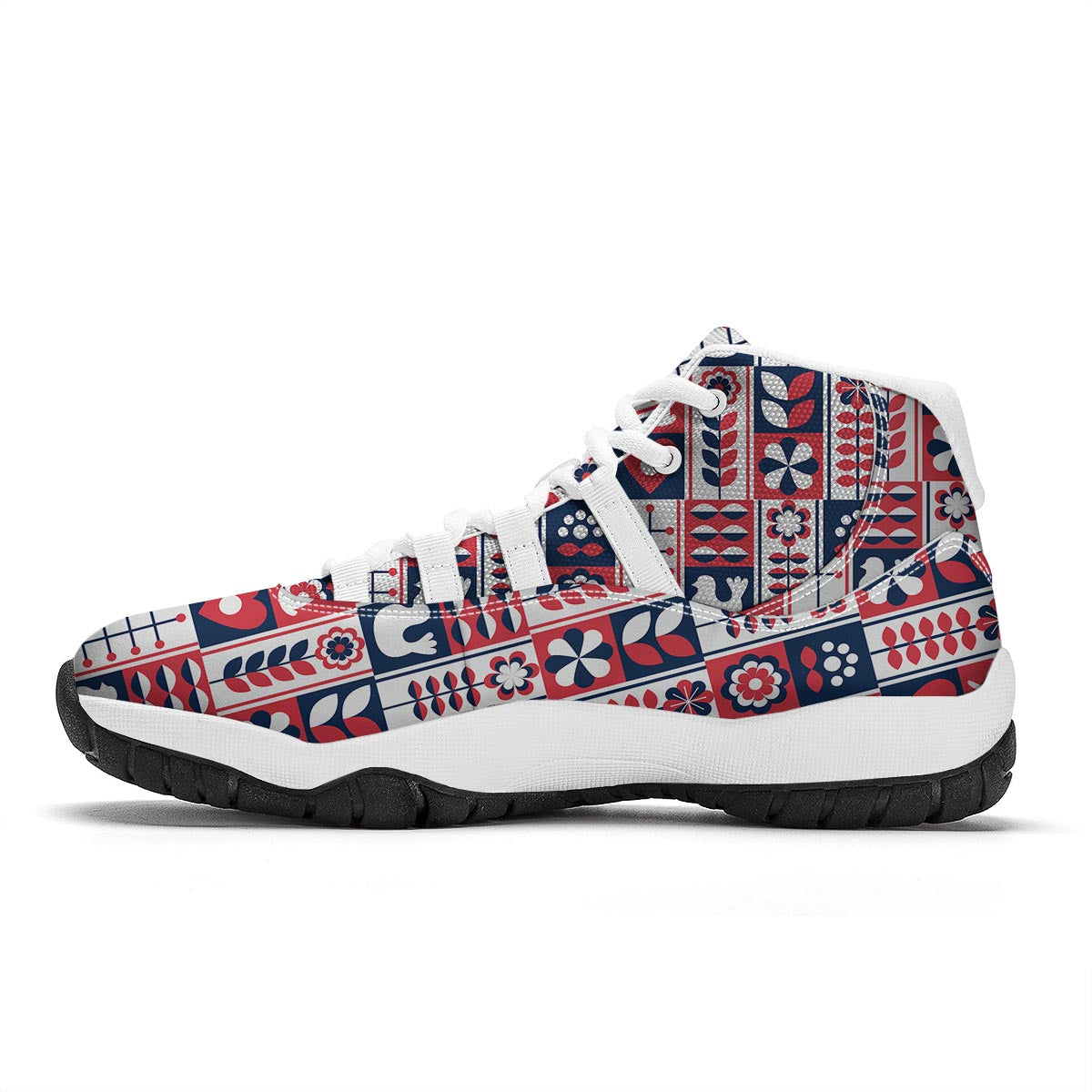 Pattern Print Swedish White Bball Shoes-grizzshop