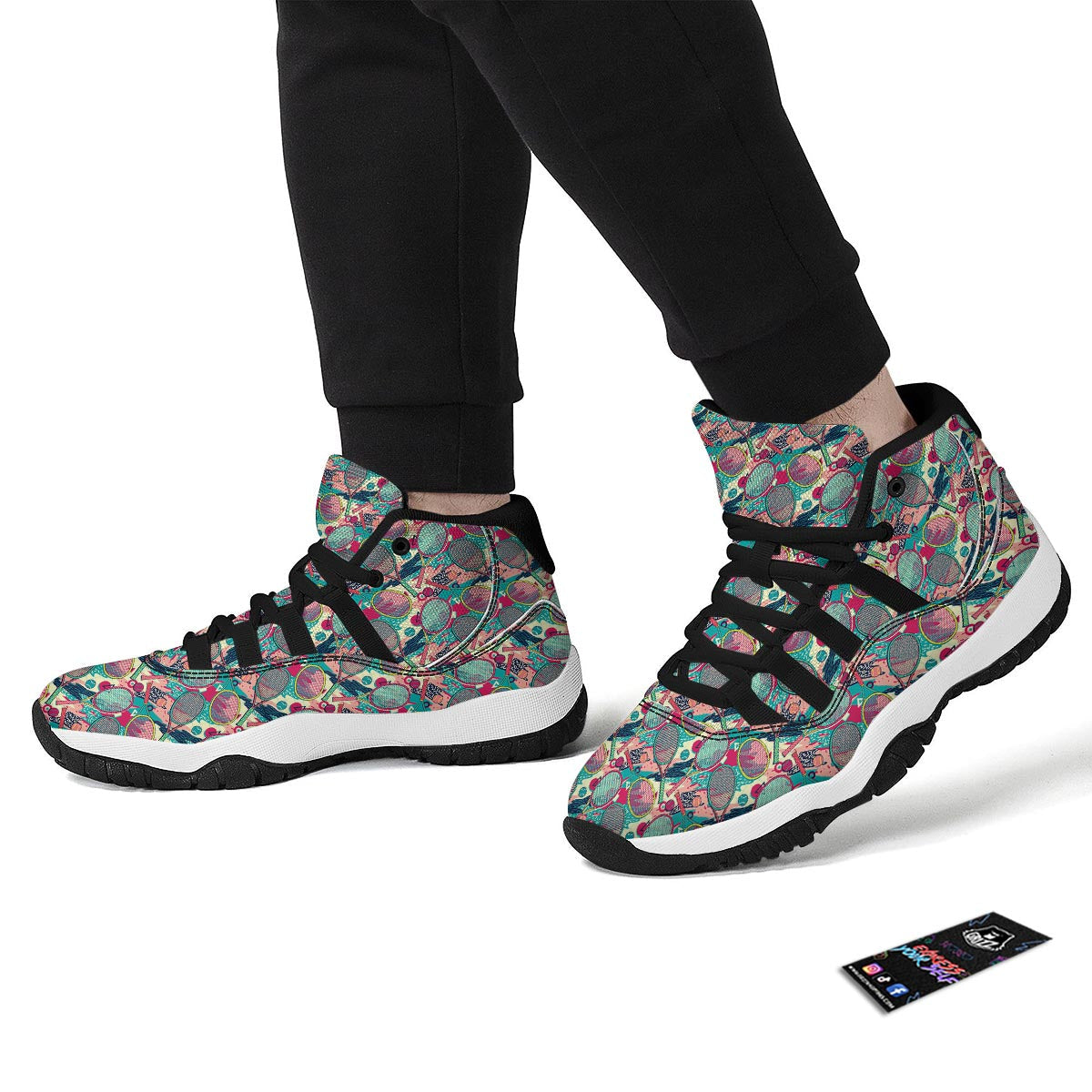 Pattern Print Tennis Black Bball Shoes-grizzshop