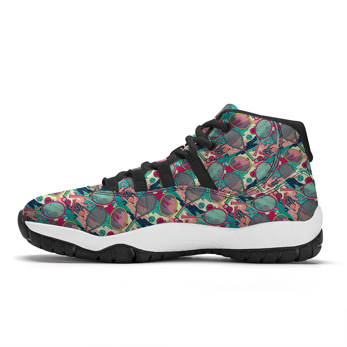 Pattern Print Tennis Black Bball Shoes-grizzshop