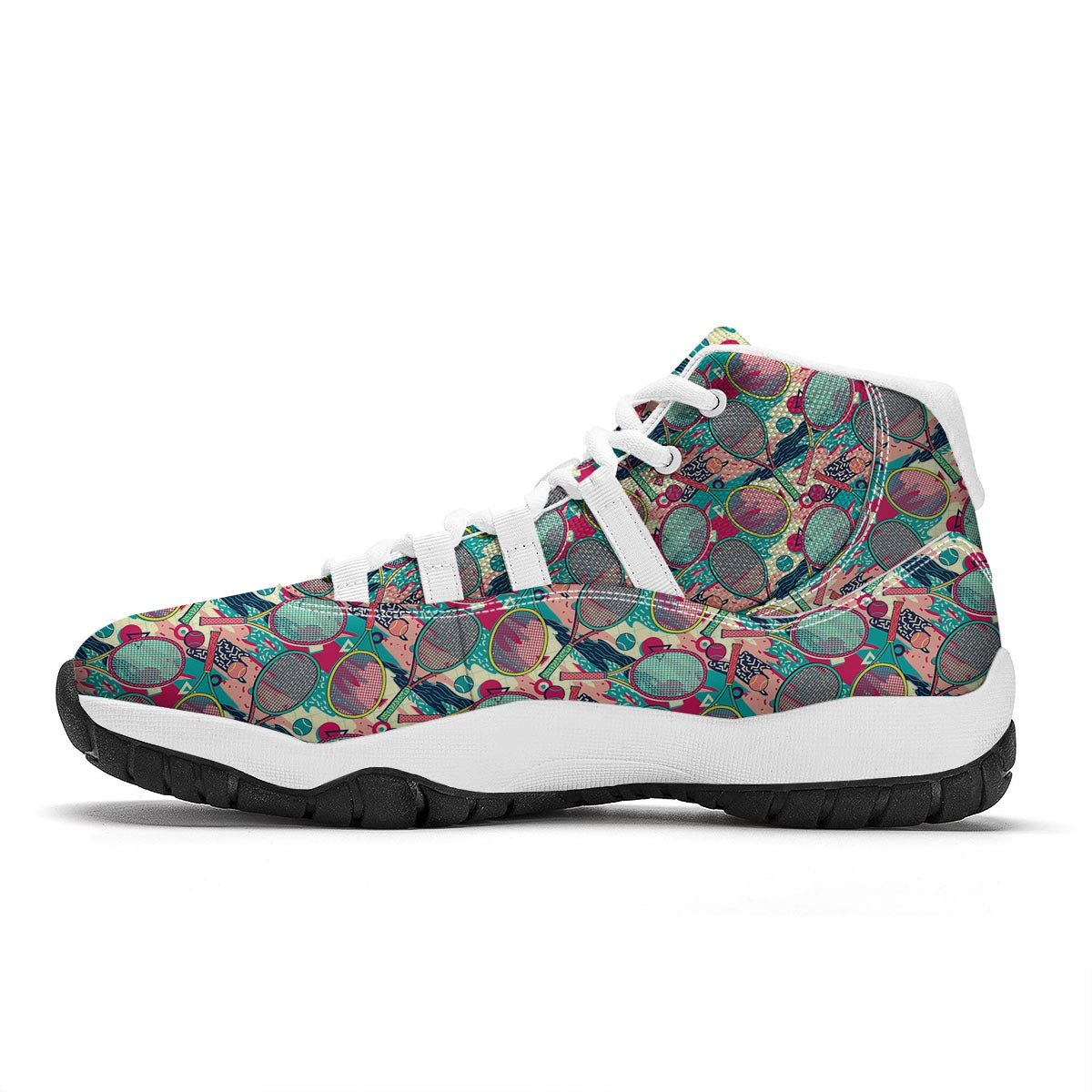 Pattern Print Tennis White Bball Shoes-grizzshop