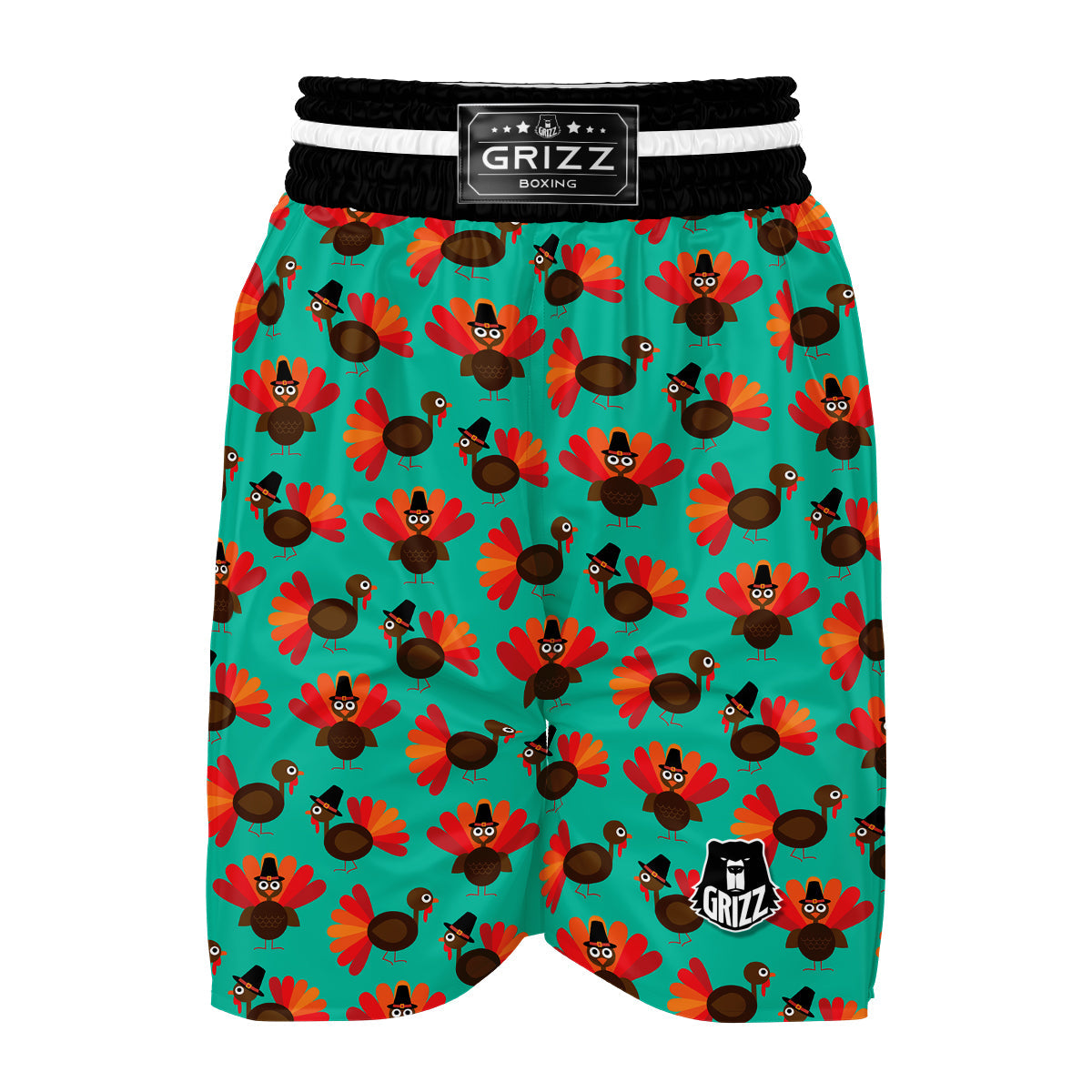 Pattern Print Thankgiving Turkey Boxing Shorts-grizzshop