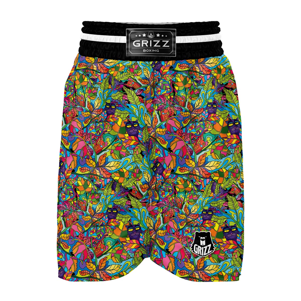 Pattern Print Trippy Boxing Shorts-grizzshop