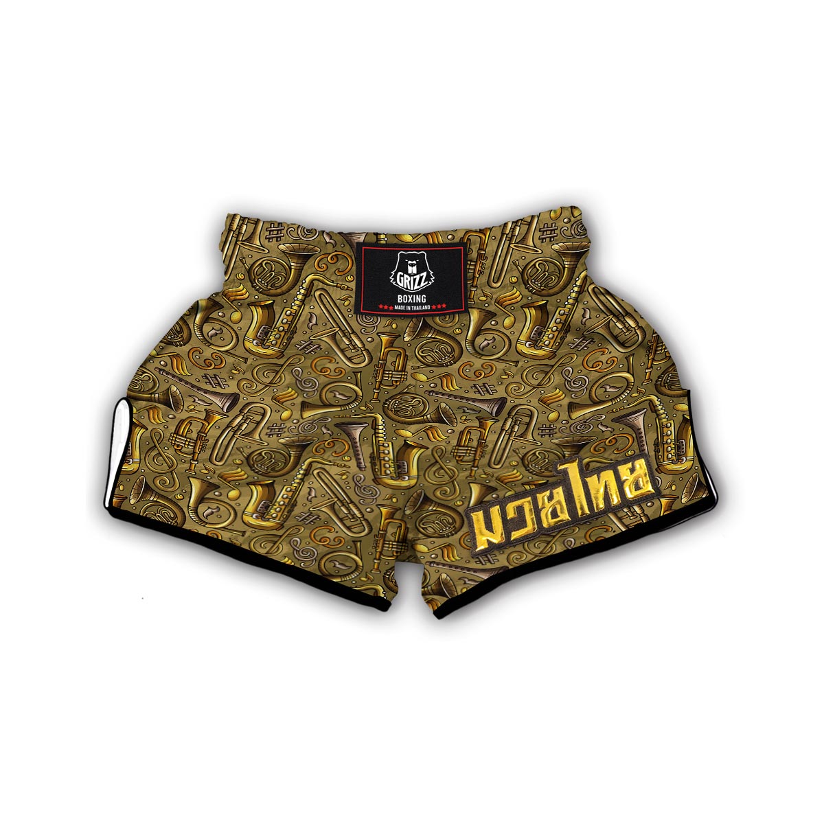 Pattern Print Trumpet Muay Thai Boxing Shorts-grizzshop