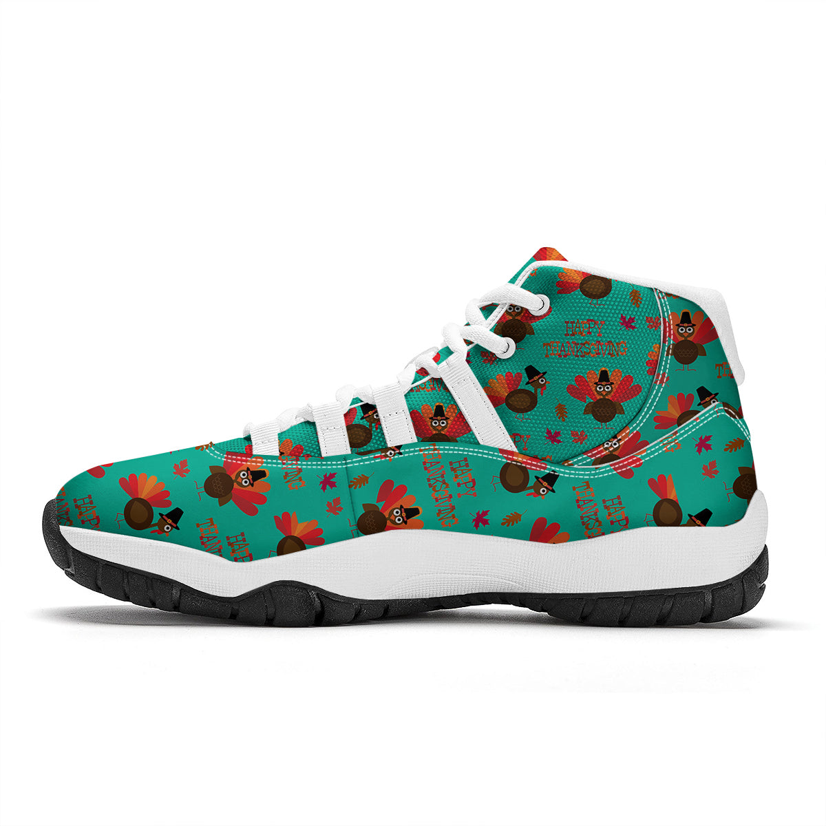 Pattern Print Turkey Thankgiving White Bball Shoes-grizzshop