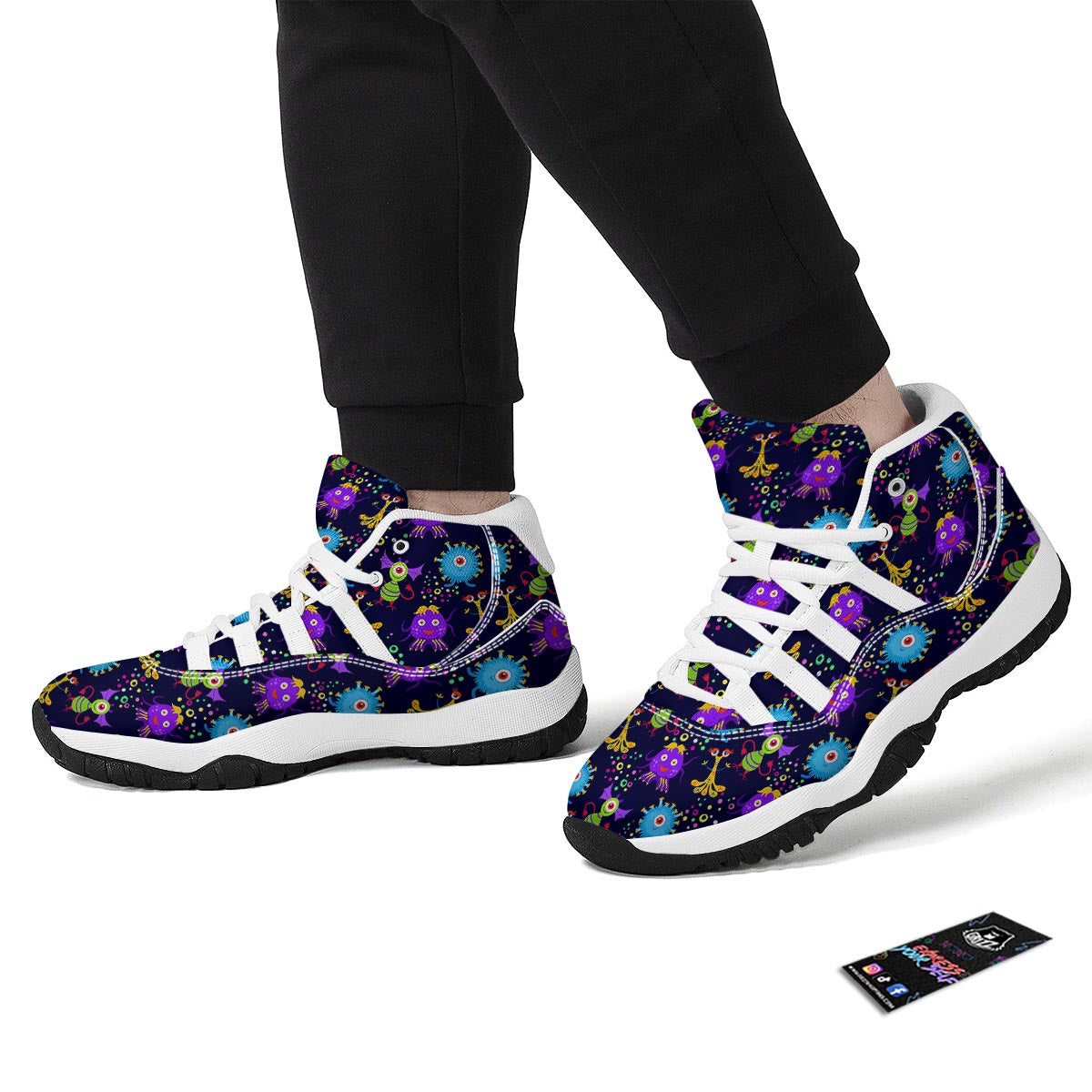 Pattern Print Ufo Alien White Bball Shoes-grizzshop