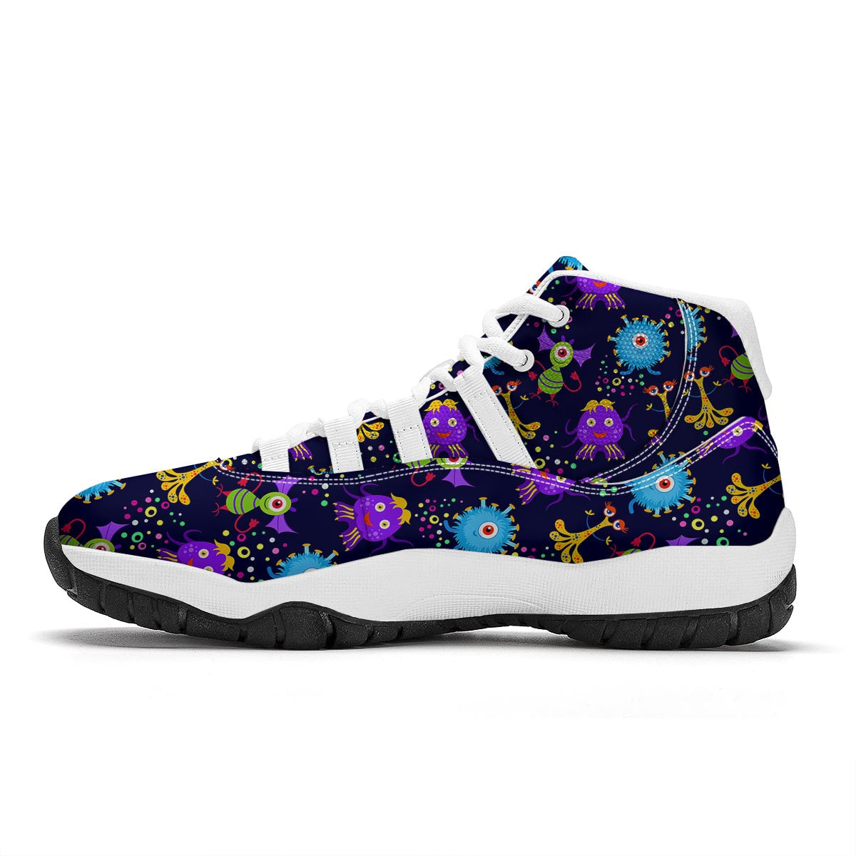 Pattern Print Ufo Alien White Bball Shoes-grizzshop
