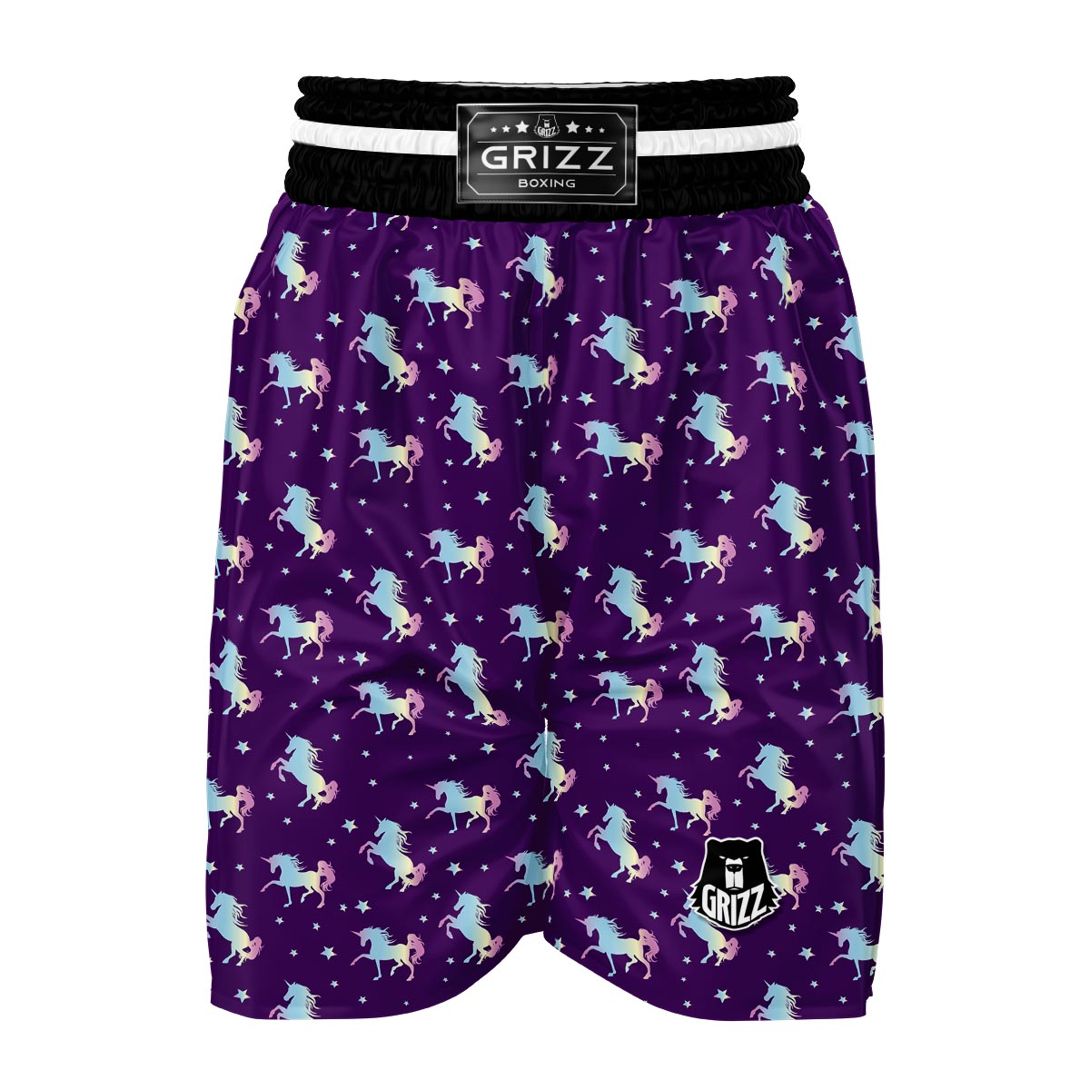 Pattern Print Unicorn Boxing Shorts-grizzshop