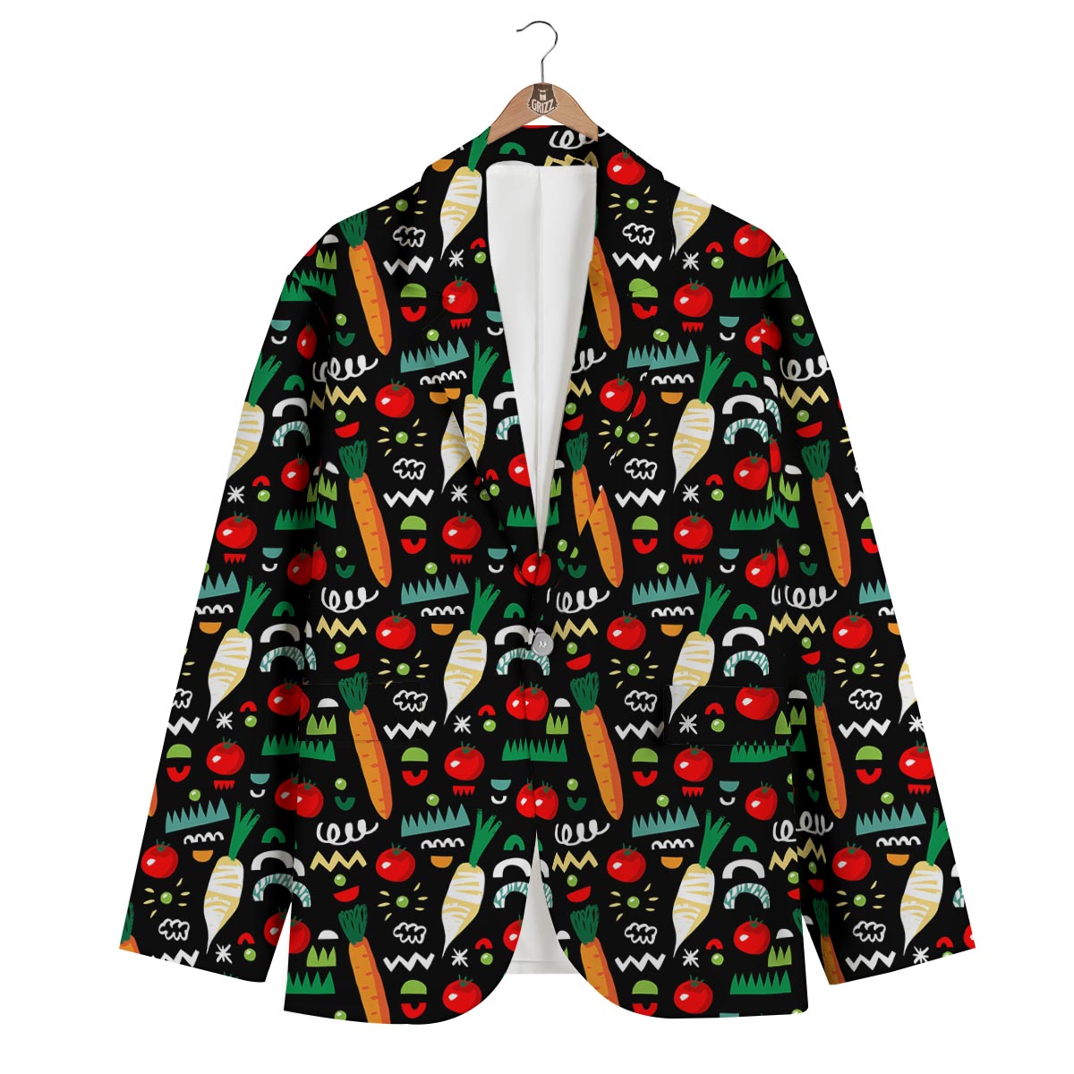 Pattern Print Vegan Men's Blazer-grizzshop