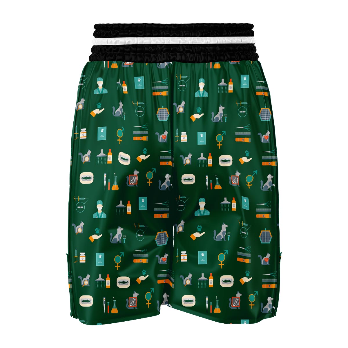Pattern Print Veterianary Boxing Shorts-grizzshop
