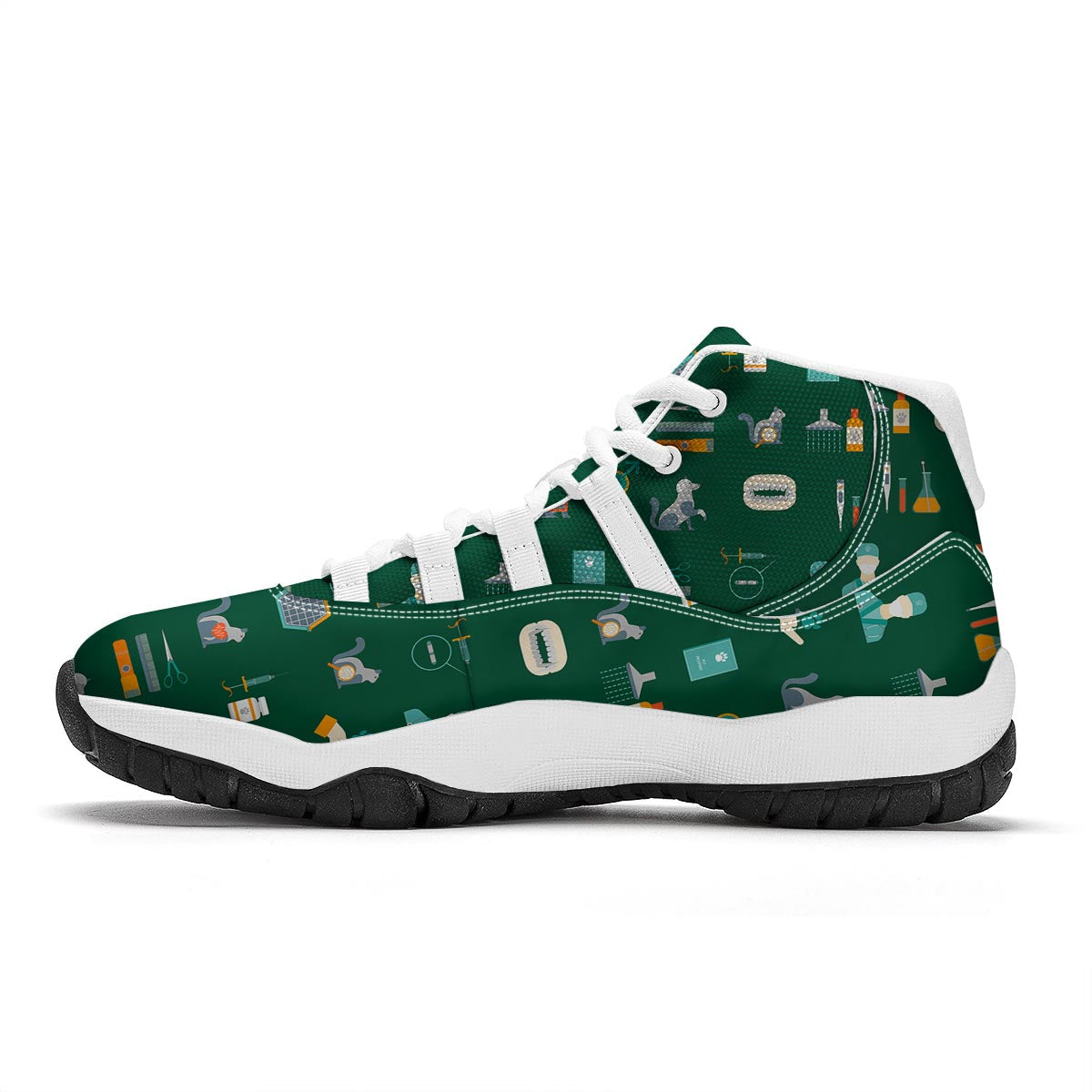 Pattern Print Veterianary White Bball Shoes-grizzshop
