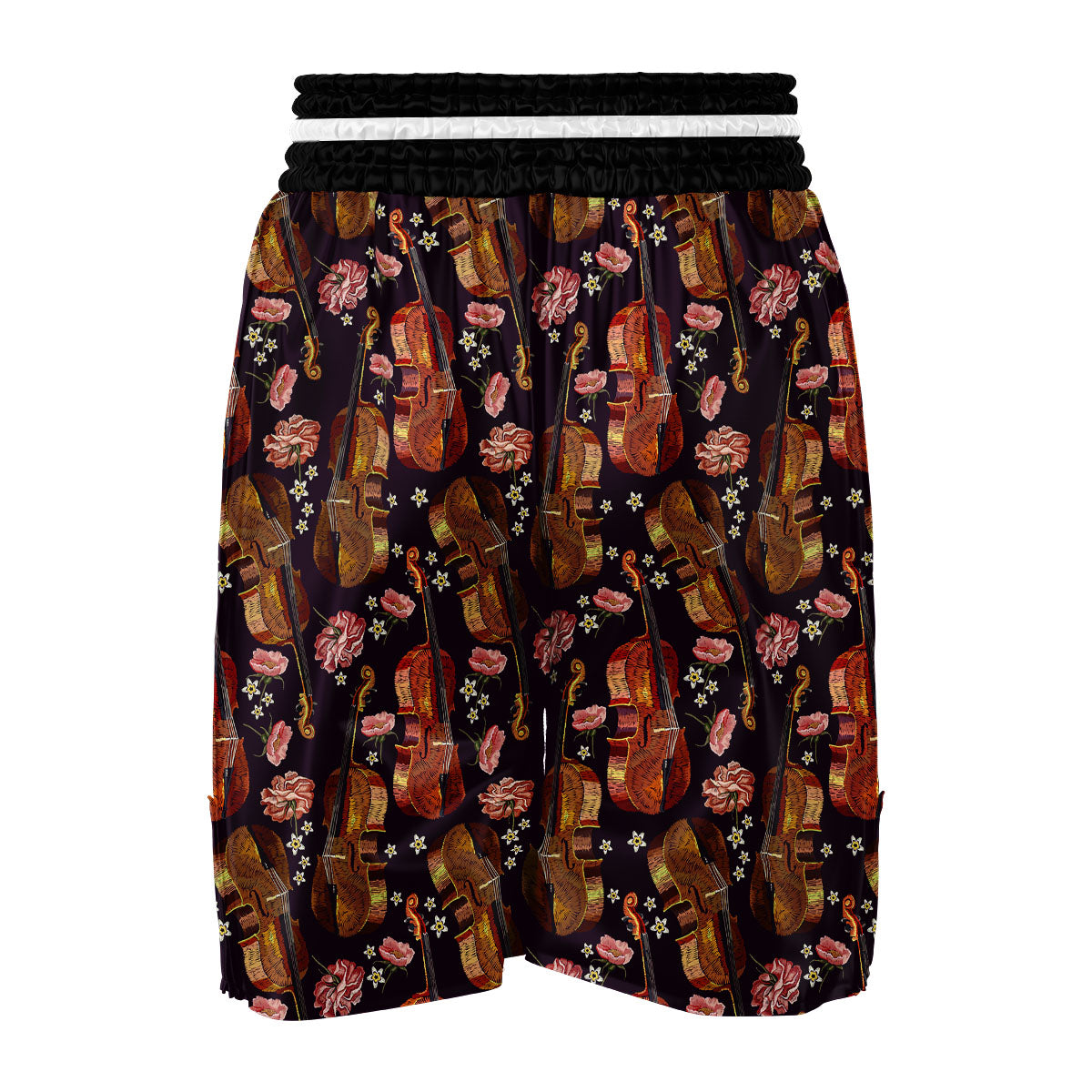 Pattern Print Violin Boxing Shorts-grizzshop