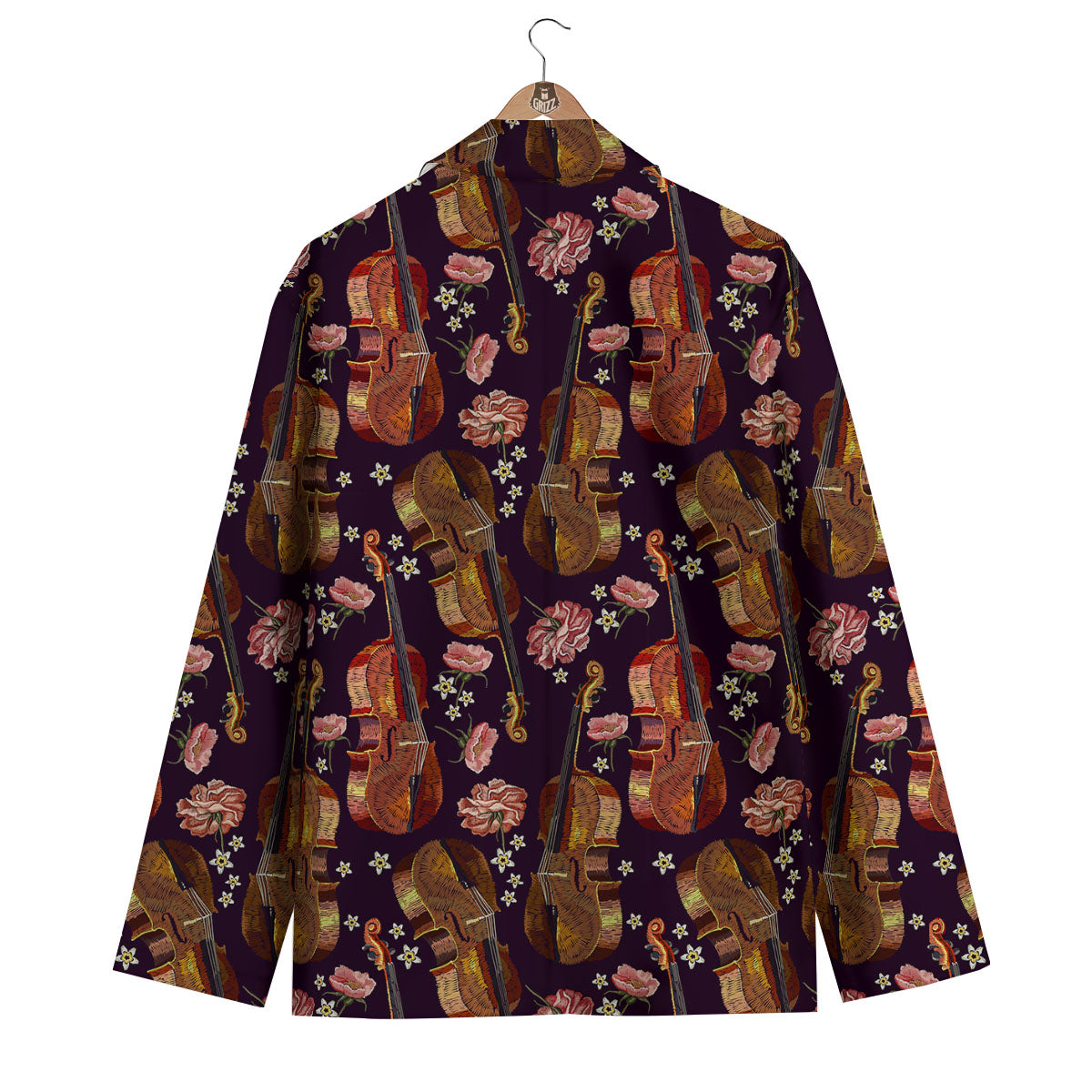 Pattern Print Violin Men's Blazer-grizzshop