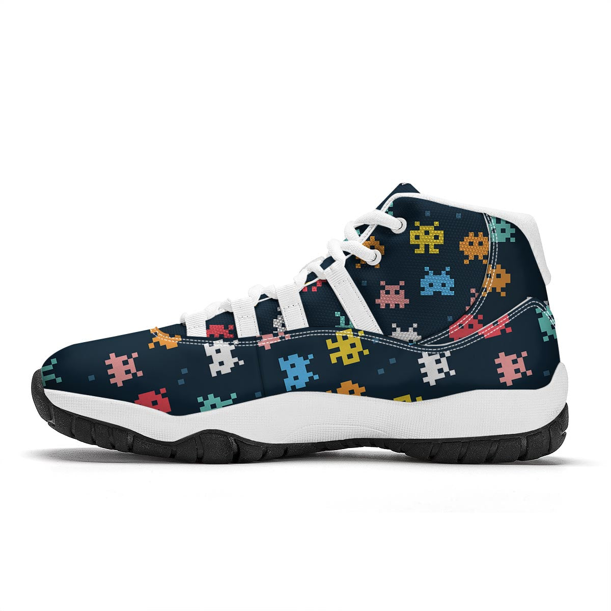 Pattern Print Virus Bacteria White Bball Shoes-grizzshop