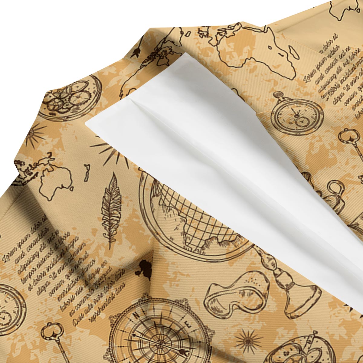 Pattern Print World Map Men's Blazer-grizzshop