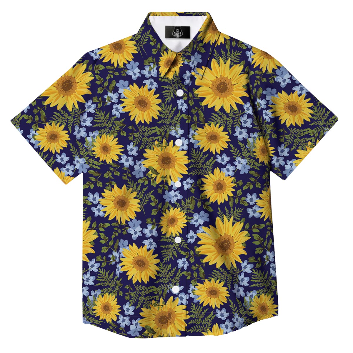 Pattern Sunflower Print Pattern Button Up Shirt-grizzshop