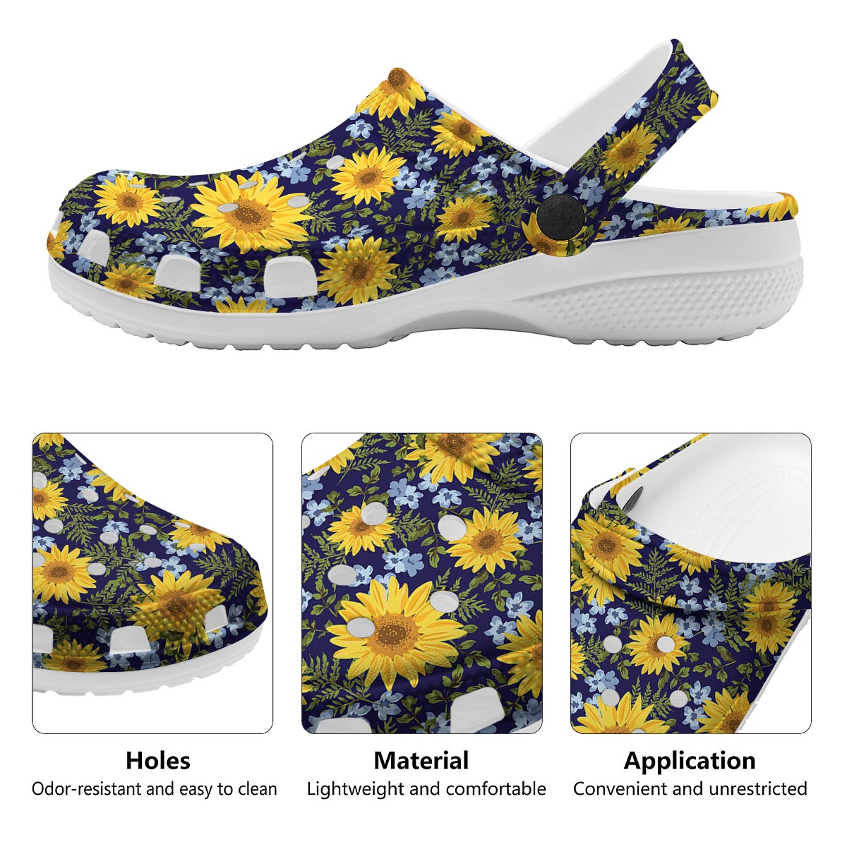 Pattern Sunflower Print Pattern Clog-grizzshop