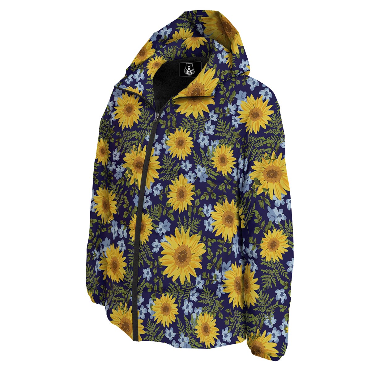 Pattern Sunflower Print Pattern Down Jacket-grizzshop