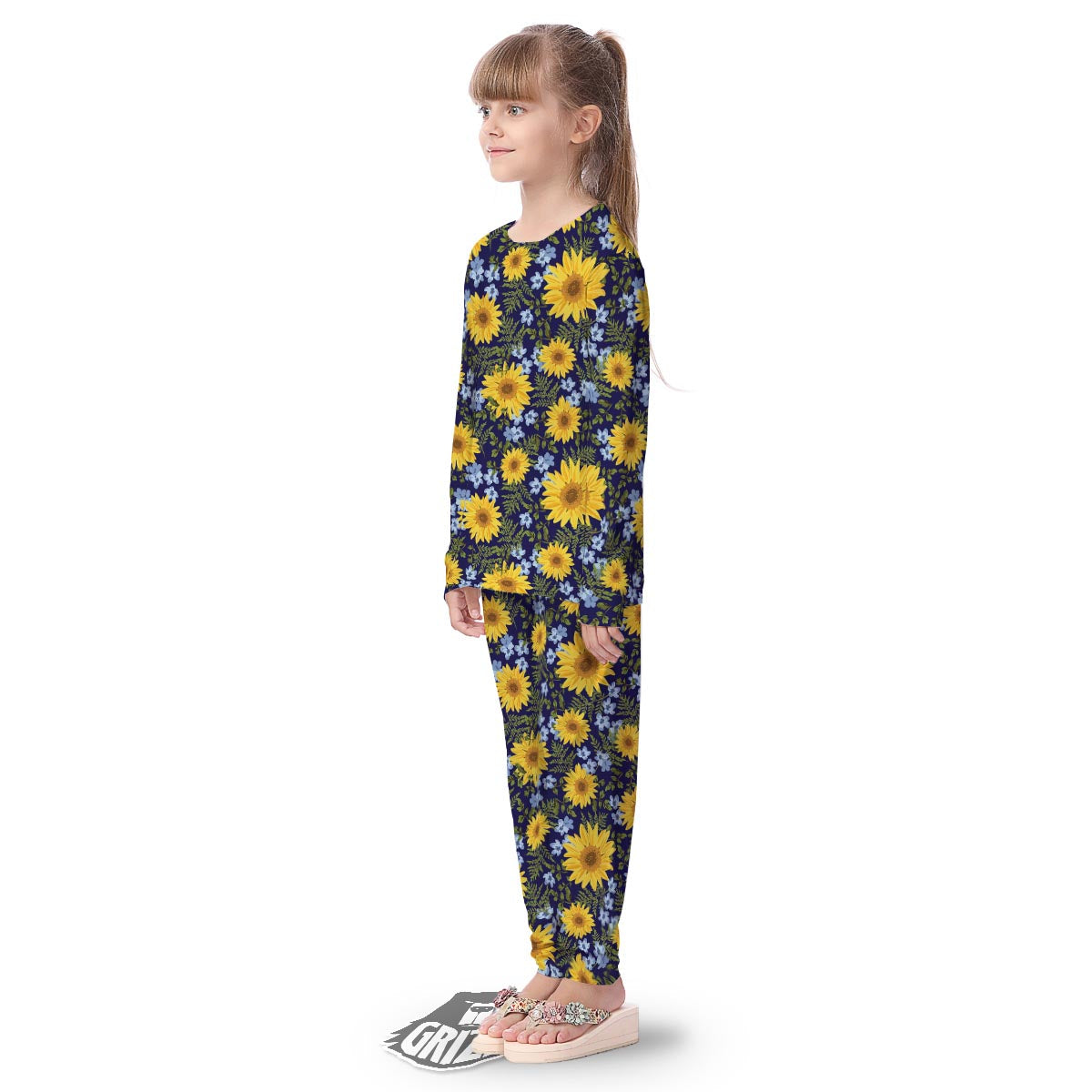 Pattern Sunflower Print Pattern Kid's Pajamas-grizzshop