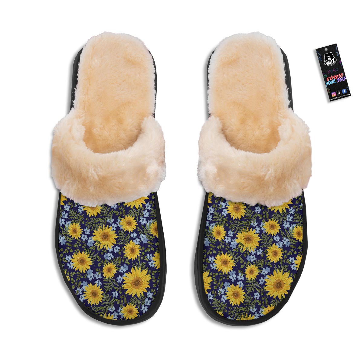 Pattern Sunflower Print Pattern Slippers-grizzshop