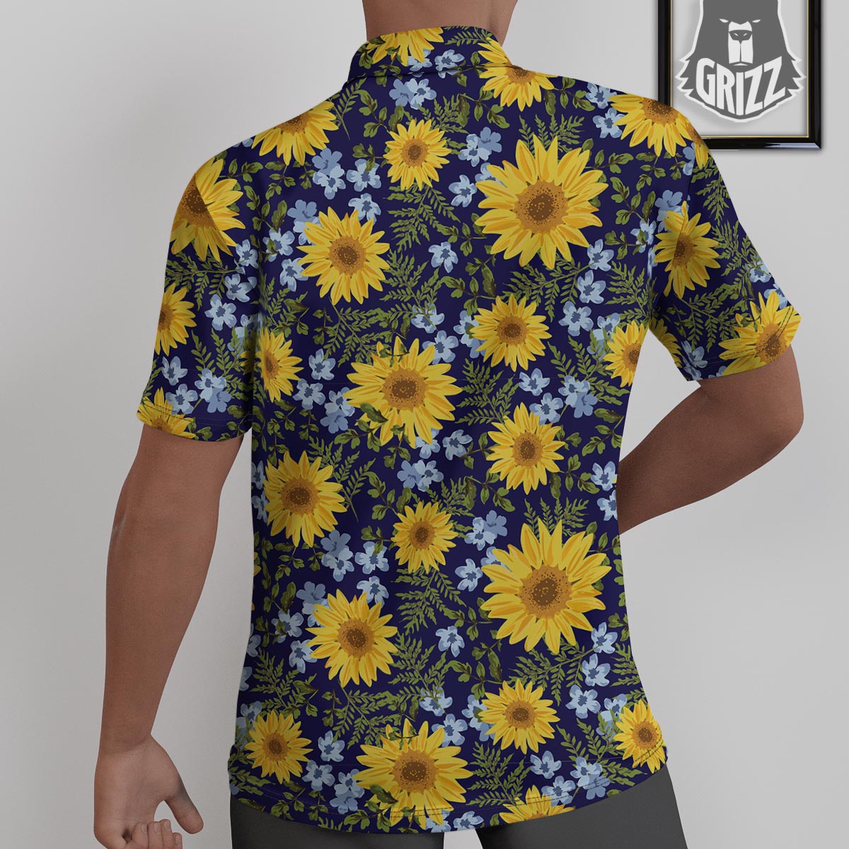 Pattern Sunflower Print Pattern Untucked Shirts-grizzshop