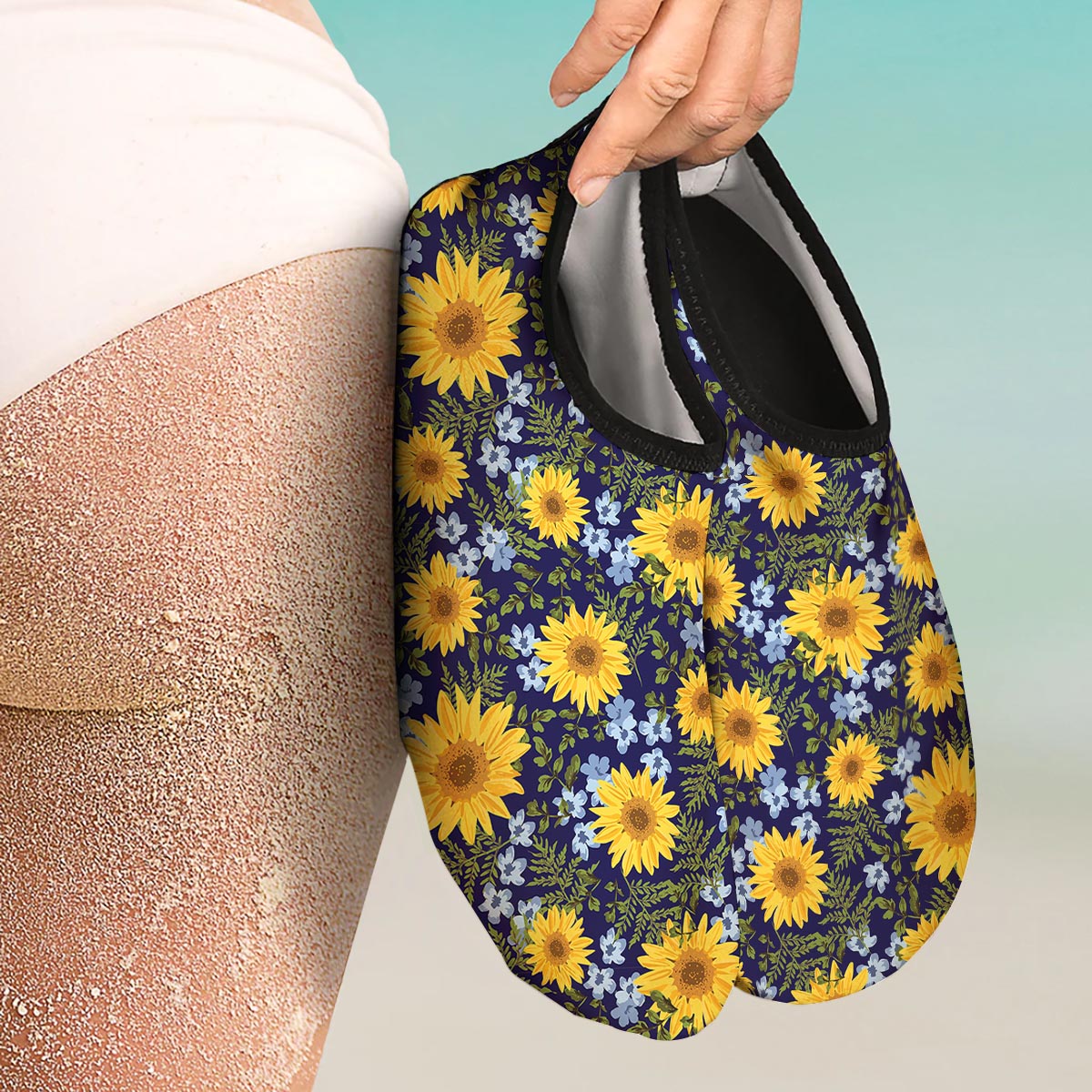 Pattern Sunflower Print Pattern Water Shoes-grizzshop