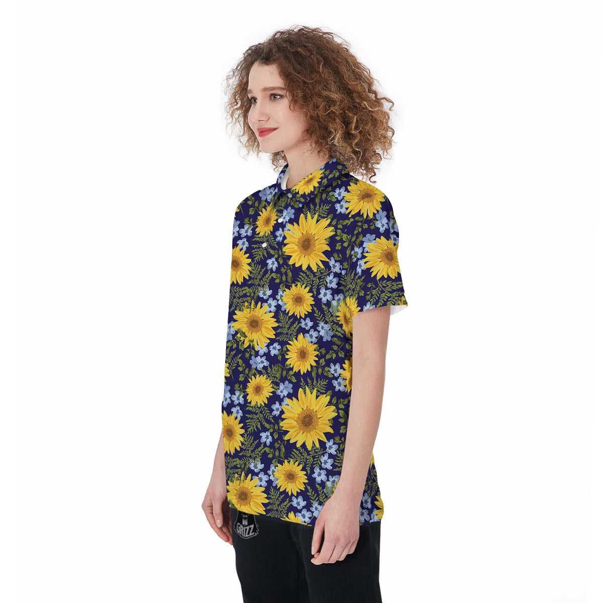 Pattern Sunflower Print Pattern Women's Golf Shirts-grizzshop