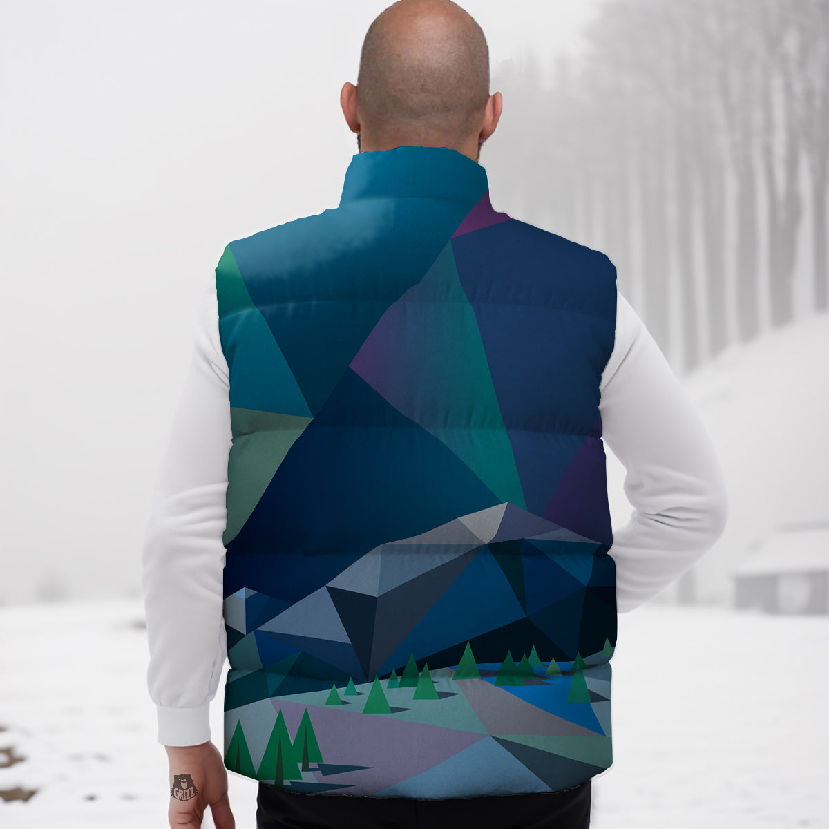 Pattern Typewriter Print Down Vest-grizzshop