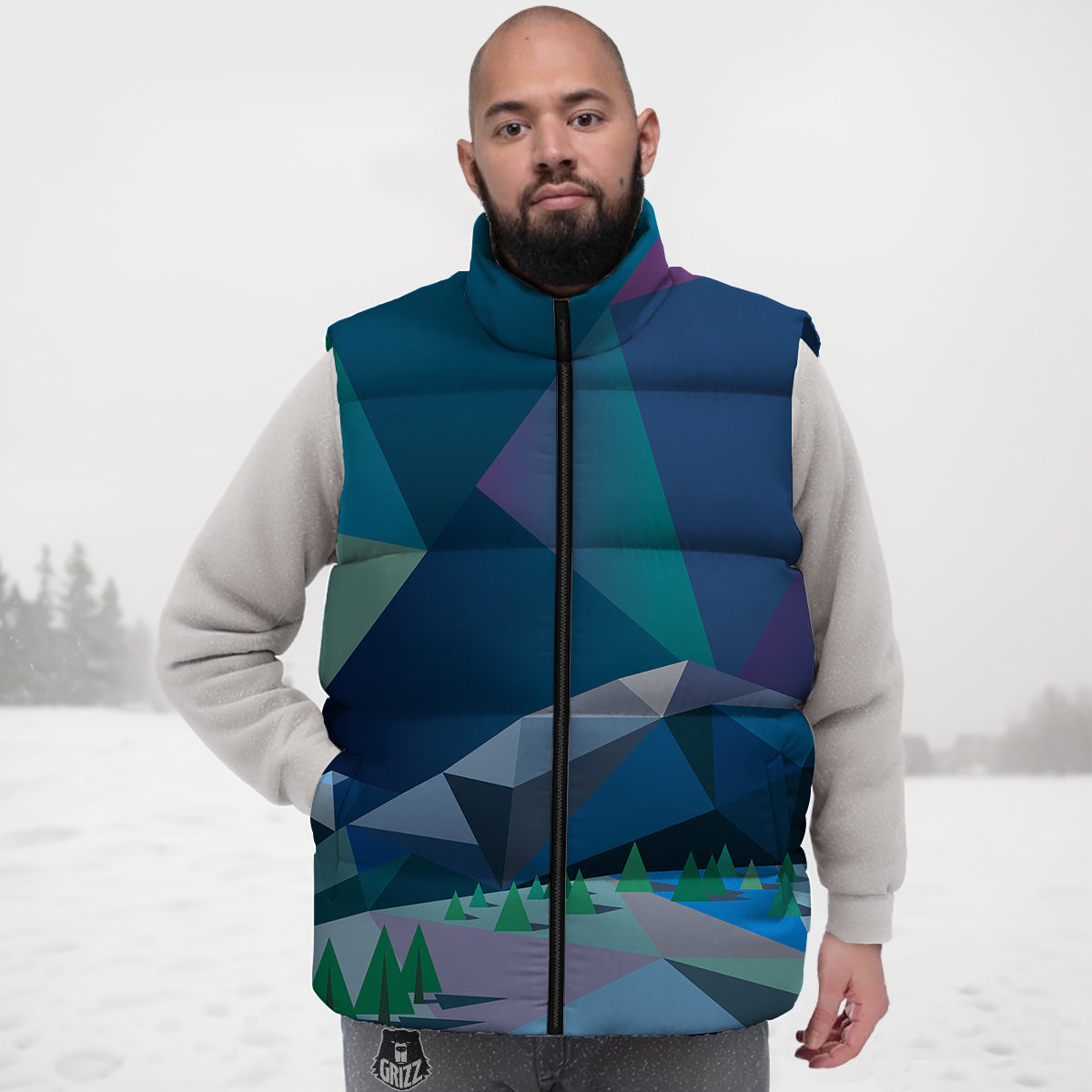 Pattern Typewriter Print Down Vest-grizzshop