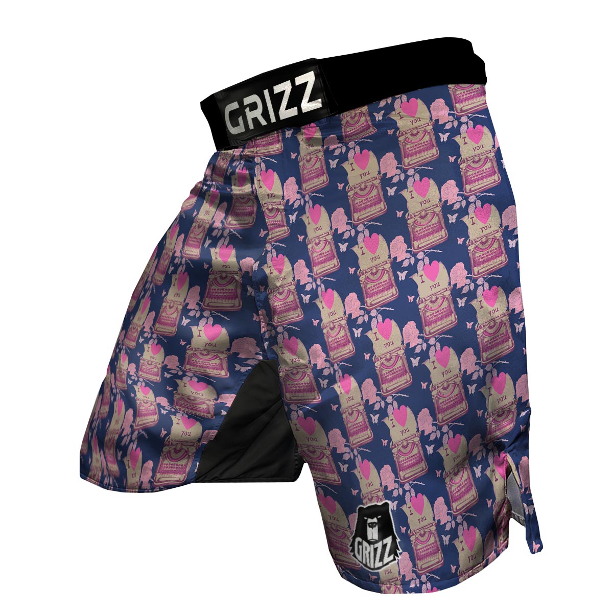 Pattern Typewriter Print MMA Shorts-grizzshop