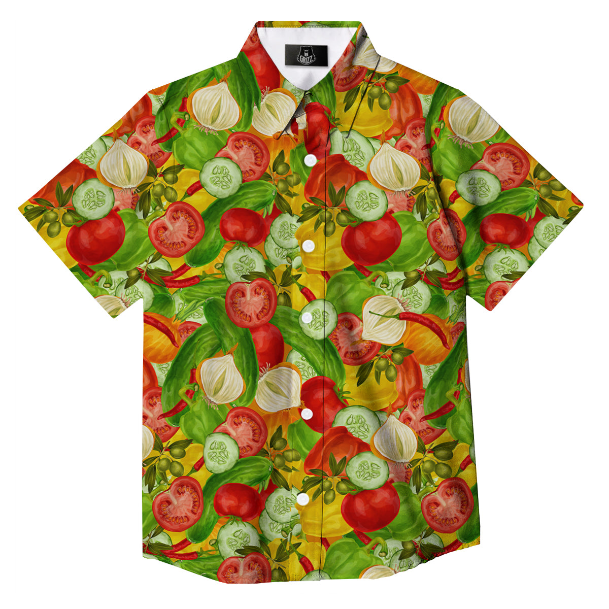 Pattern Vegan Print Pattern Button Up Shirt-grizzshop
