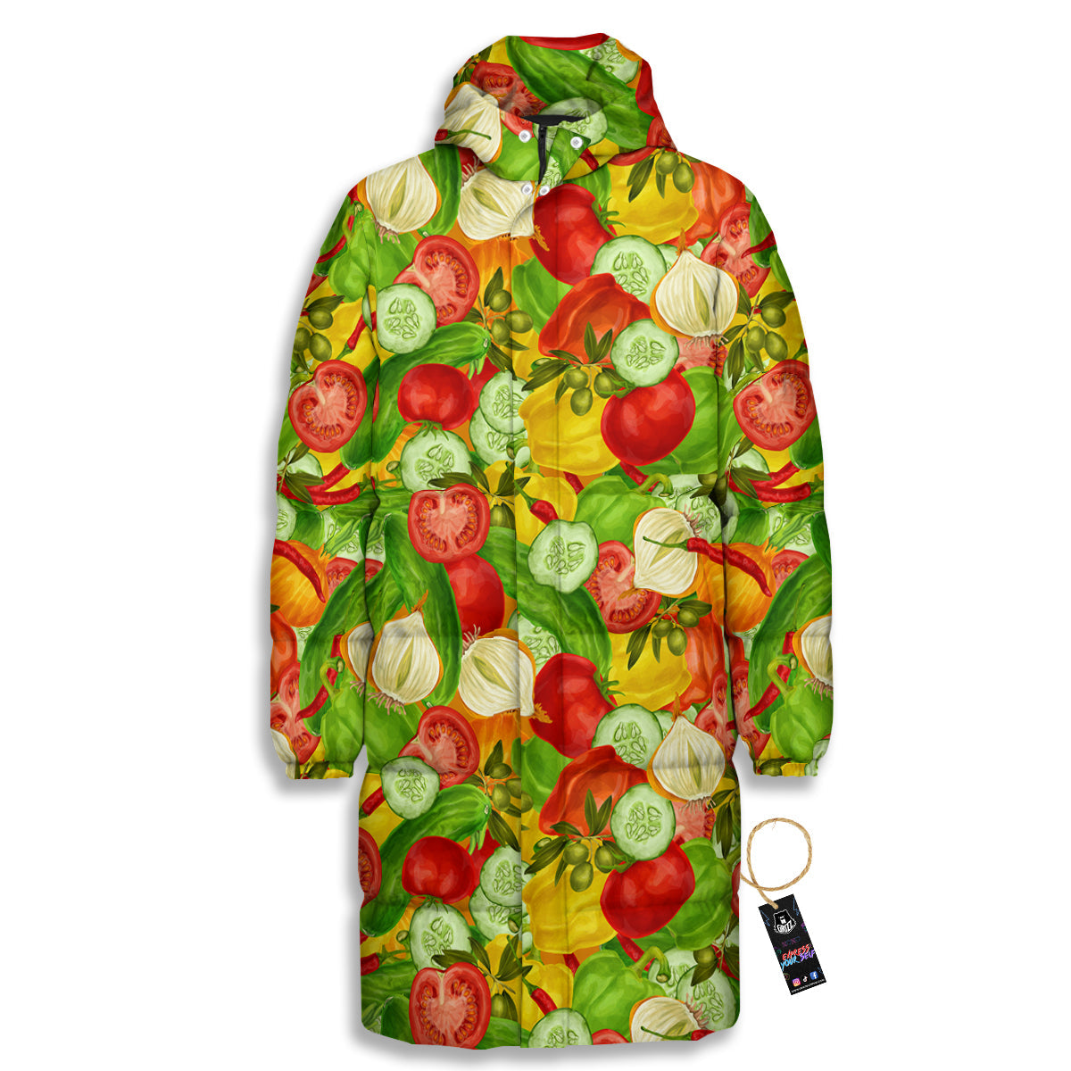 Pattern Vegan Print Pattern Long Down Jacket-grizzshop