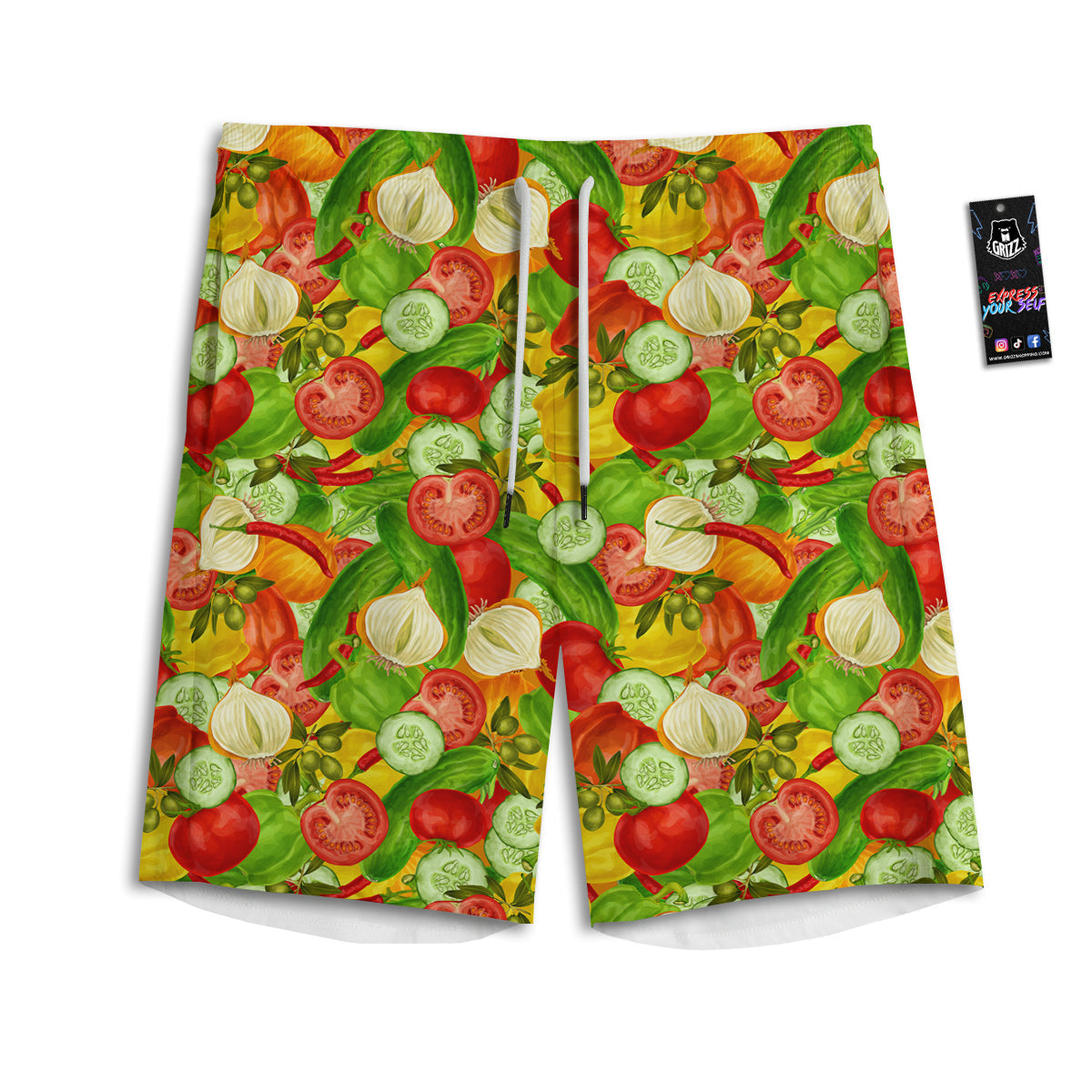 Pattern Vegan Print Pattern Men's Athletic Shorts-grizzshop