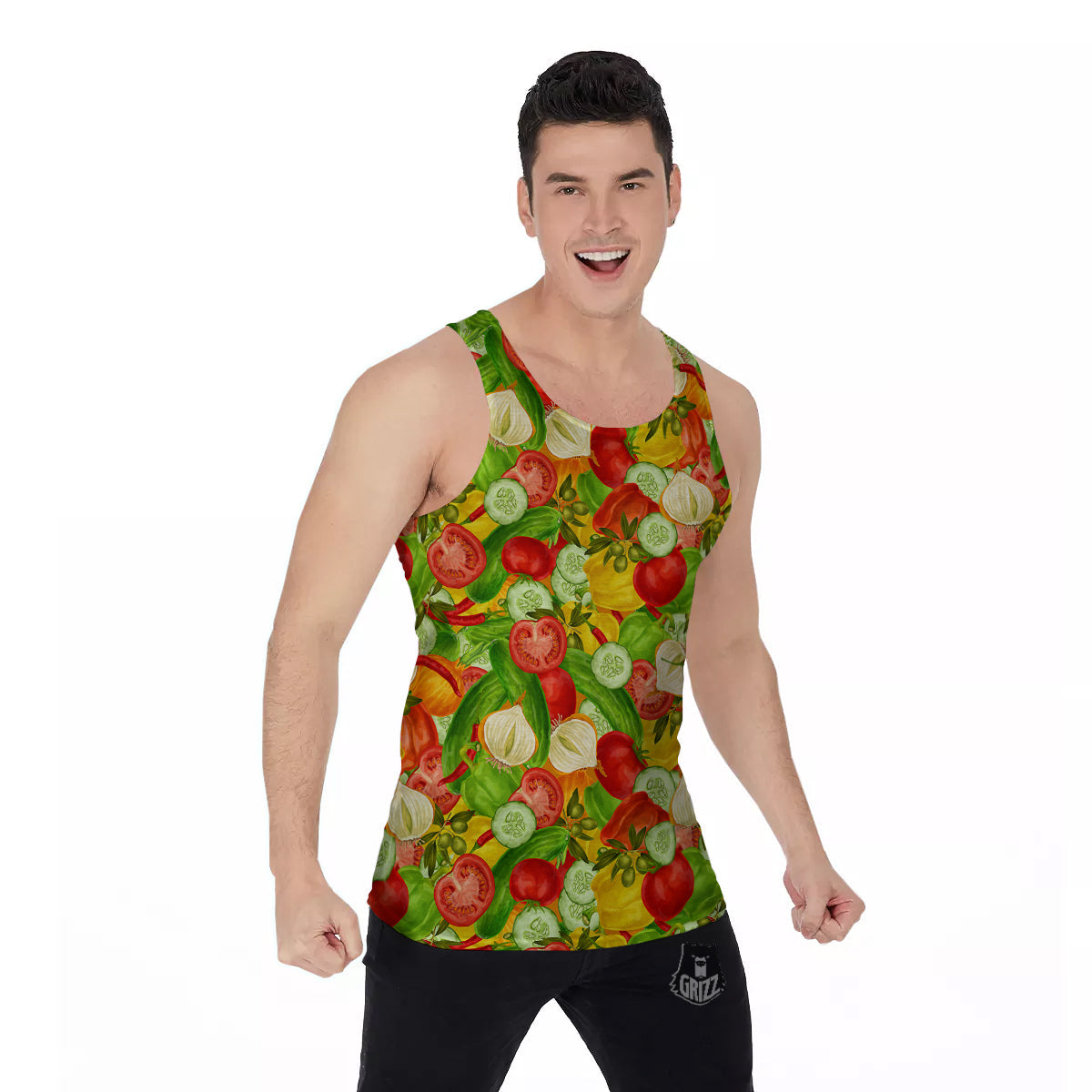 Pattern Vegan Print Pattern Men's Tank Top-grizzshop