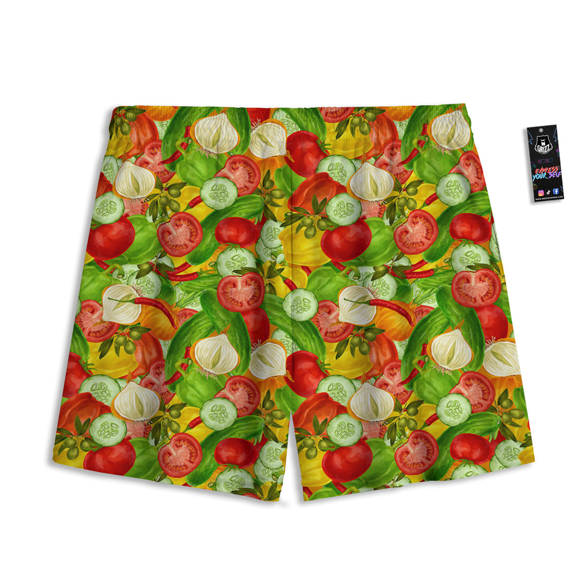 Pattern Vegan Print Pattern Mesh Shorts-grizzshop
