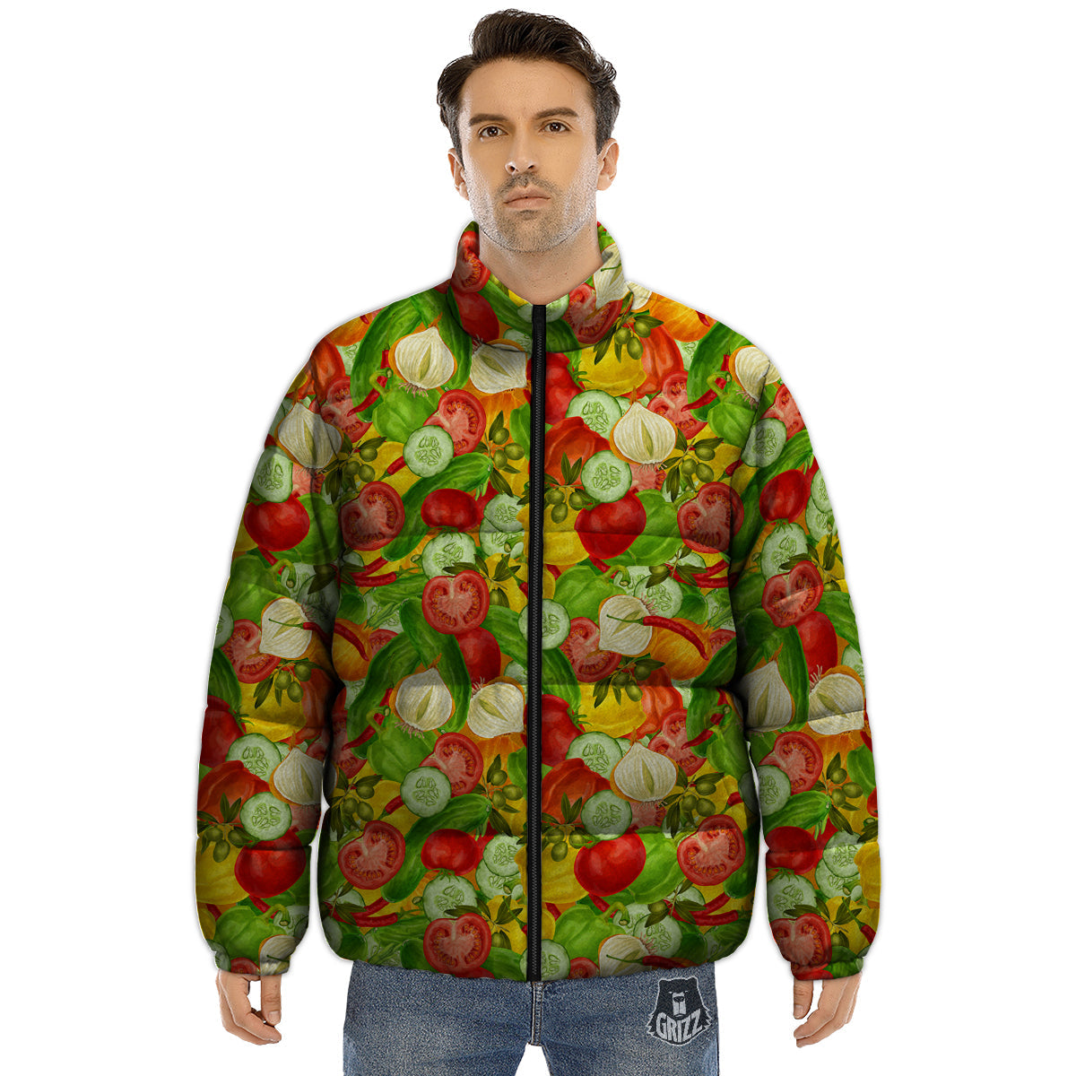 Pattern Vegan Print Pattern Puffer Jacket-grizzshop