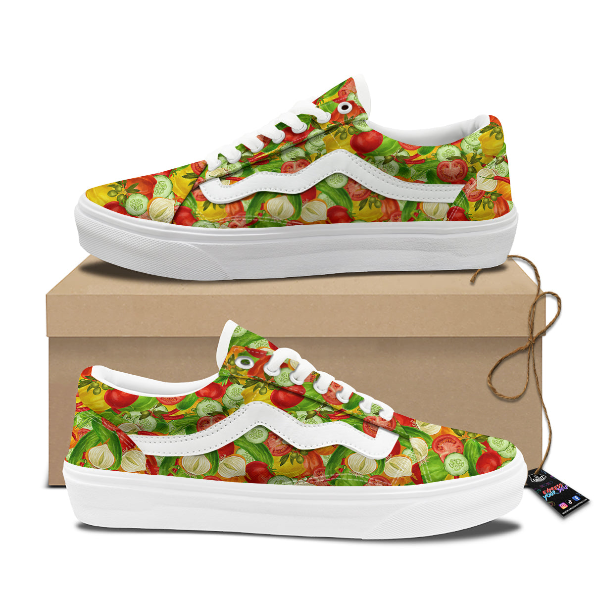 Pattern Vegan Print Pattern Skate Shoes-grizzshop
