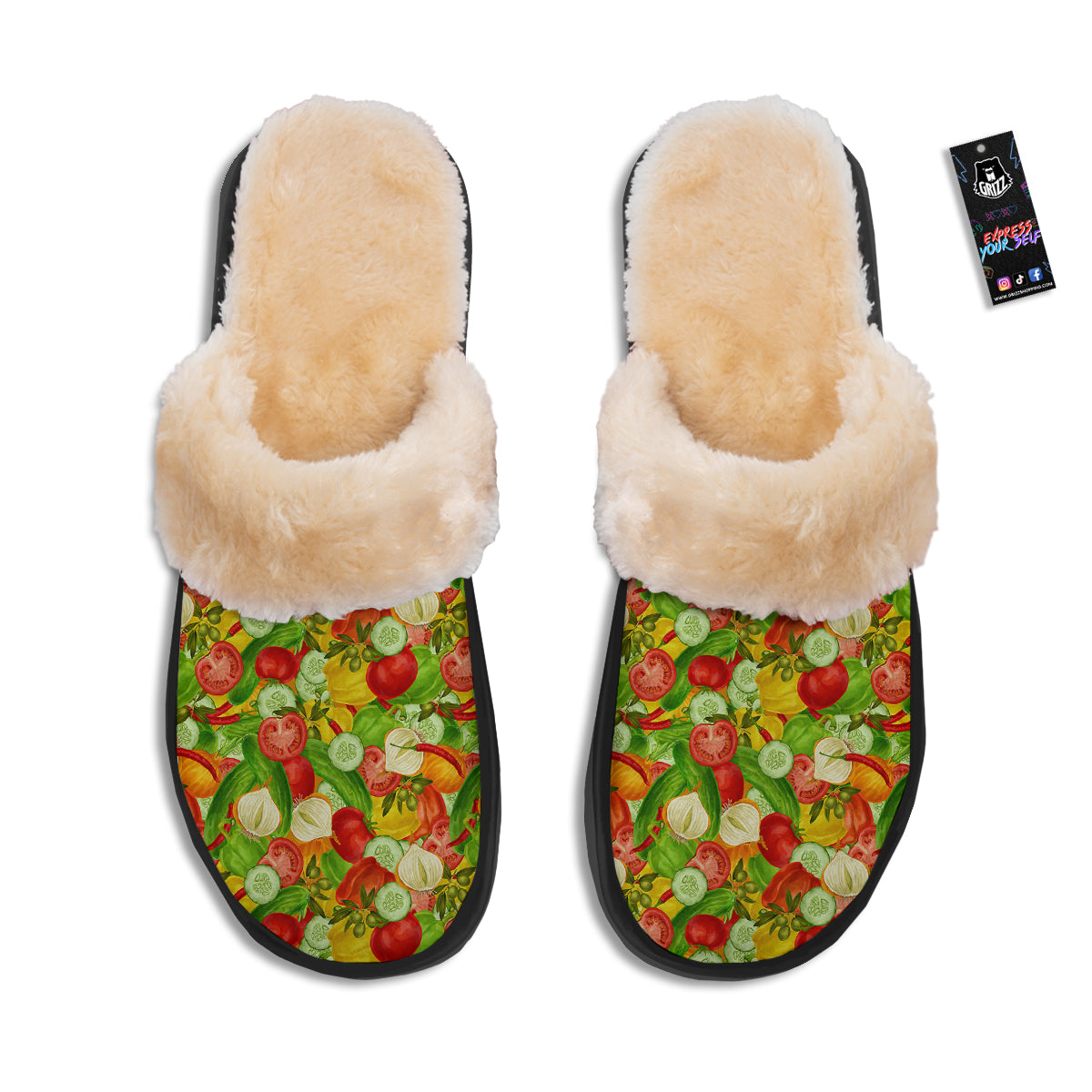 Pattern Vegan Print Pattern Slippers-grizzshop