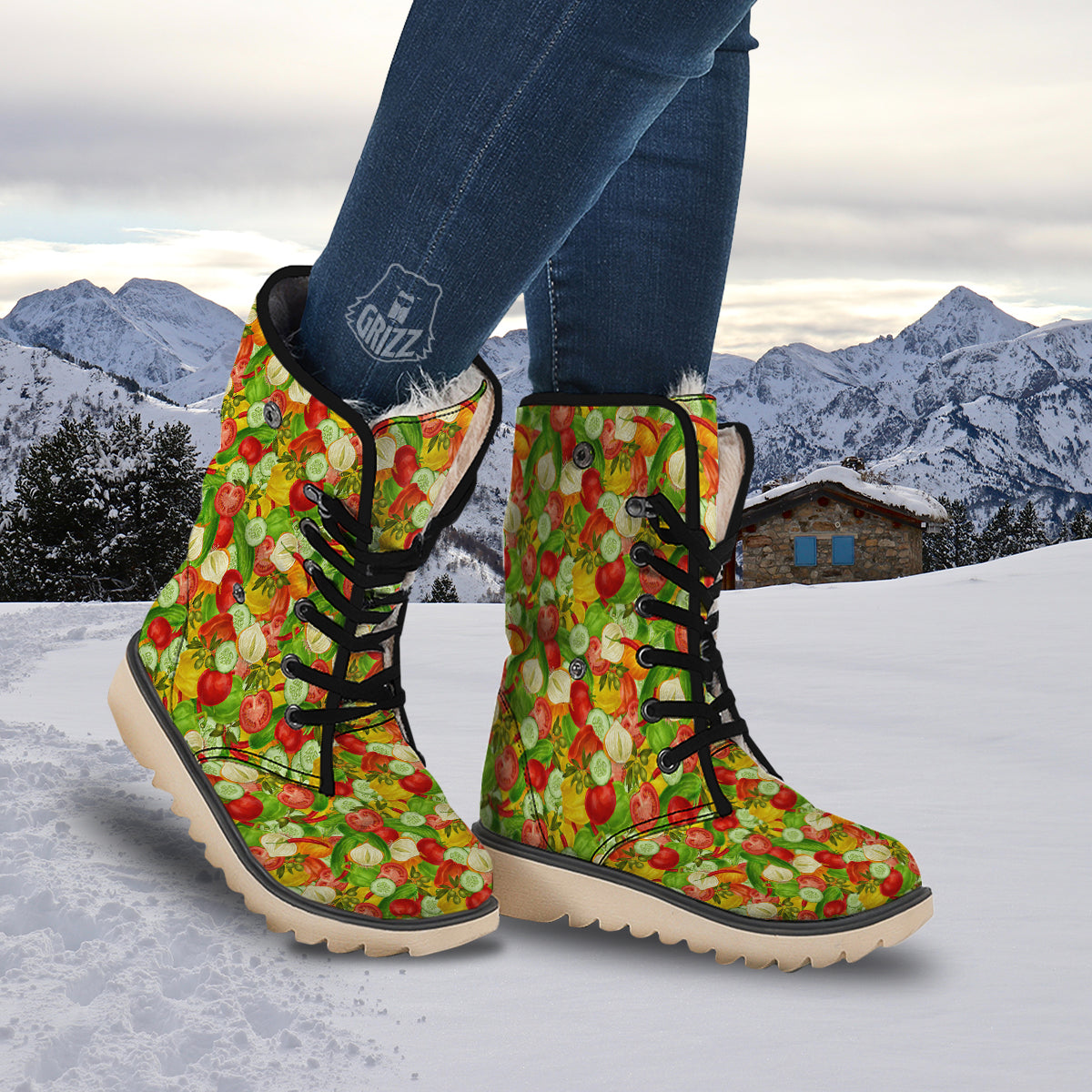 Pattern Vegan Print Pattern Snow Boots-grizzshop