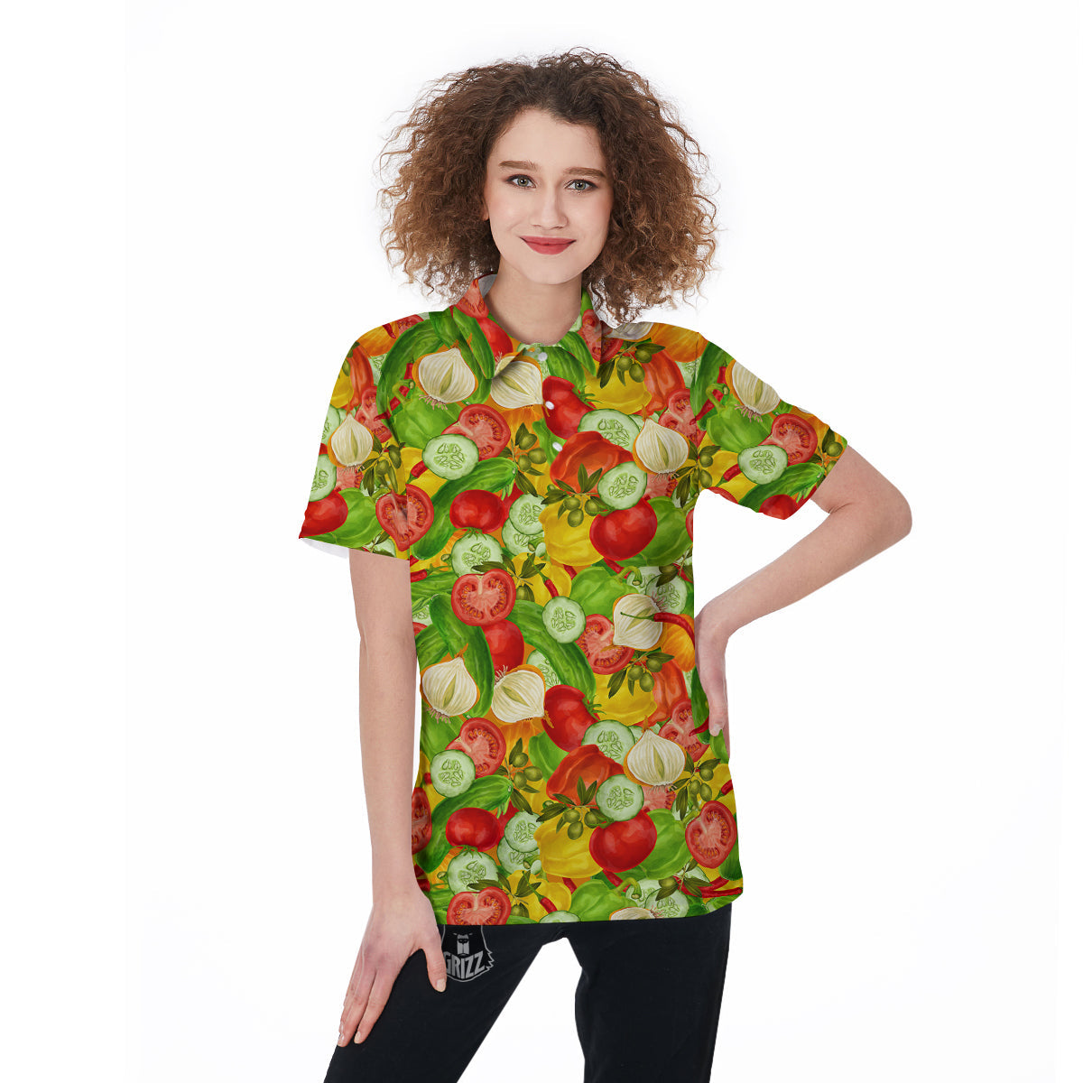 Pattern Vegan Print Pattern Women's Golf Shirts-grizzshop
