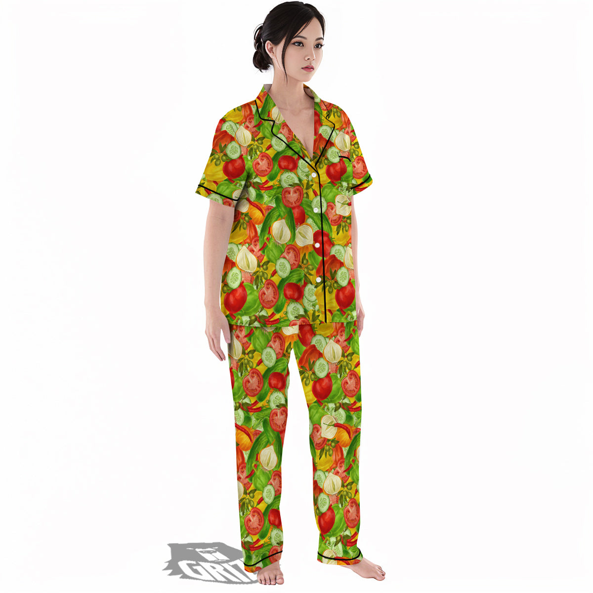 Pattern Vegan Print Pattern Women's Pajamas Set-grizzshop