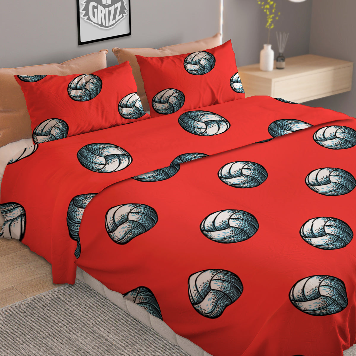 Pattern Volleyball Print Pattern Duvet Cover Bedding Set-grizzshop