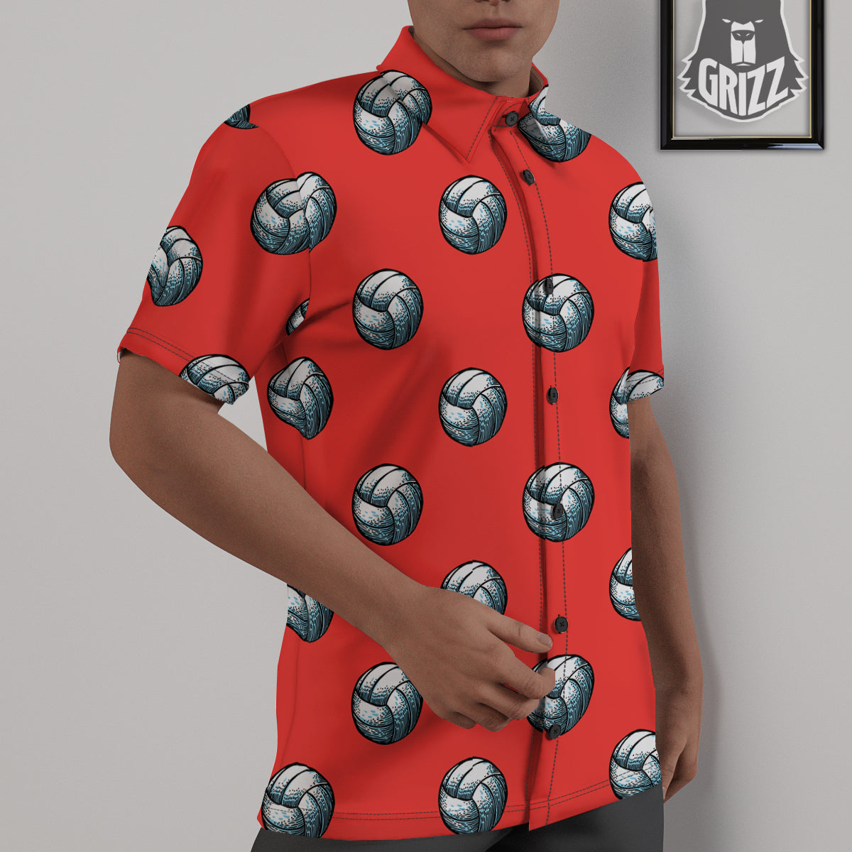 Pattern Volleyball Print Pattern Untucked Shirts-grizzshop