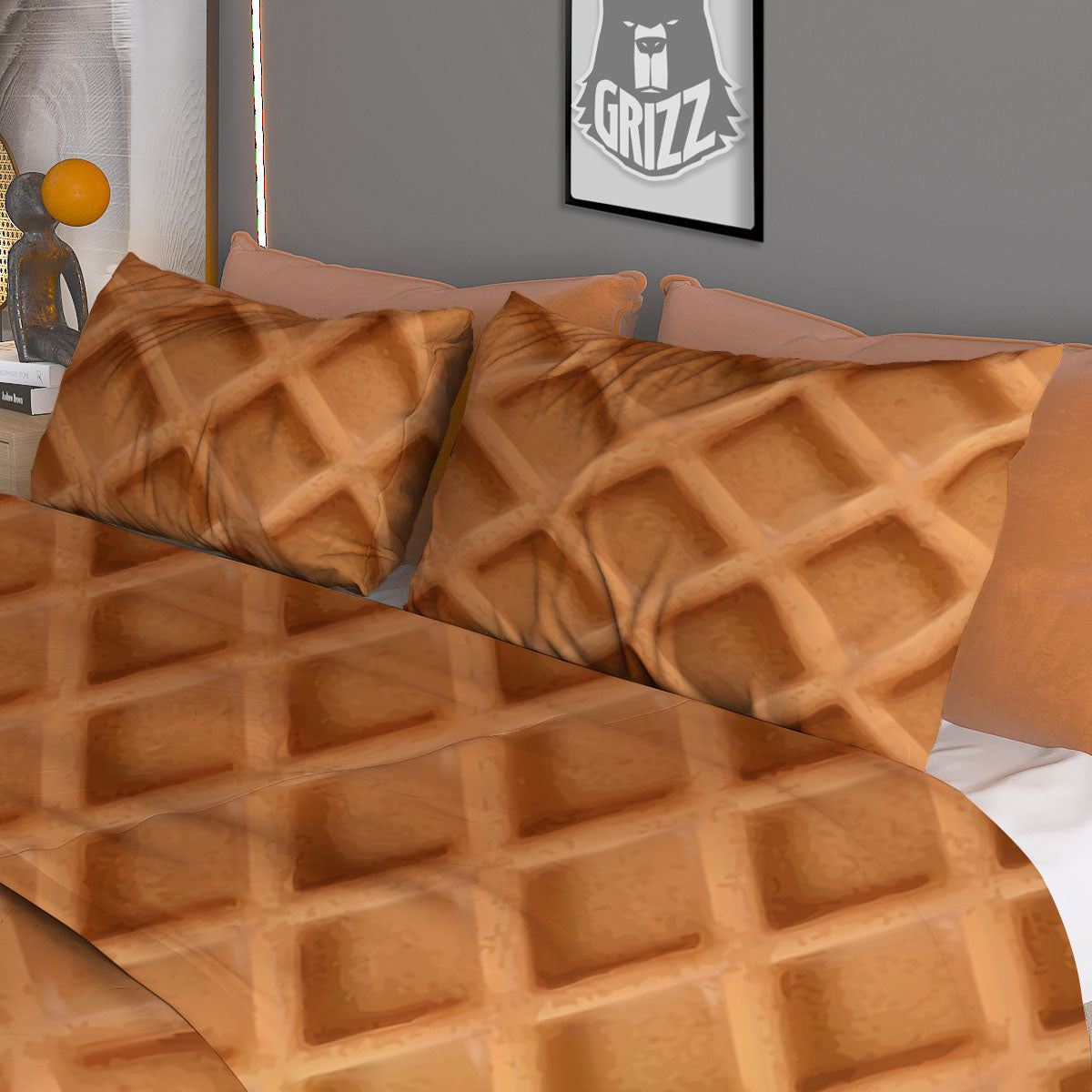 Pattern Waffle Print Duvet Cover Bedding Set-grizzshop